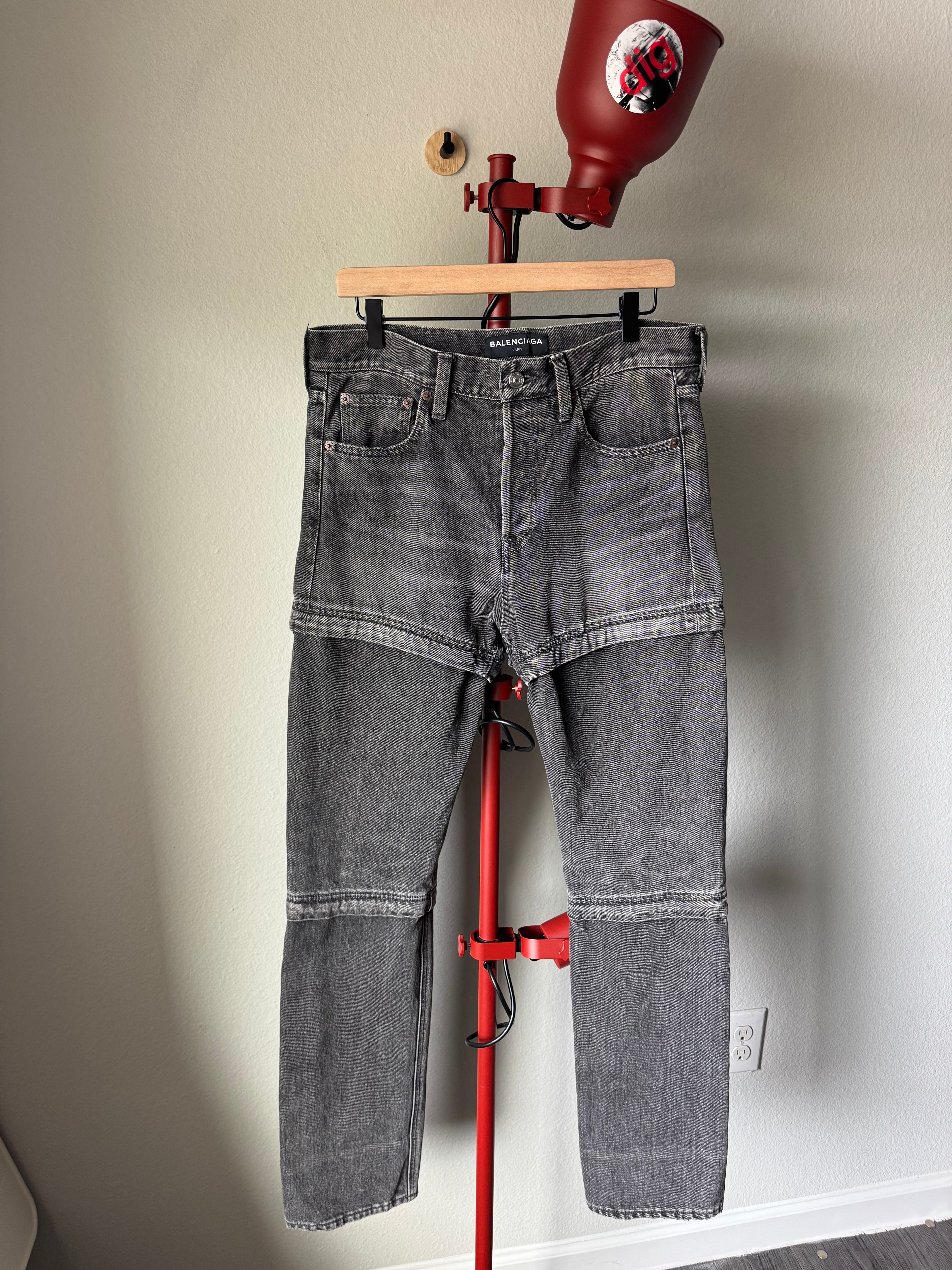 Balenciaga Convertible Zip Black Denim 34