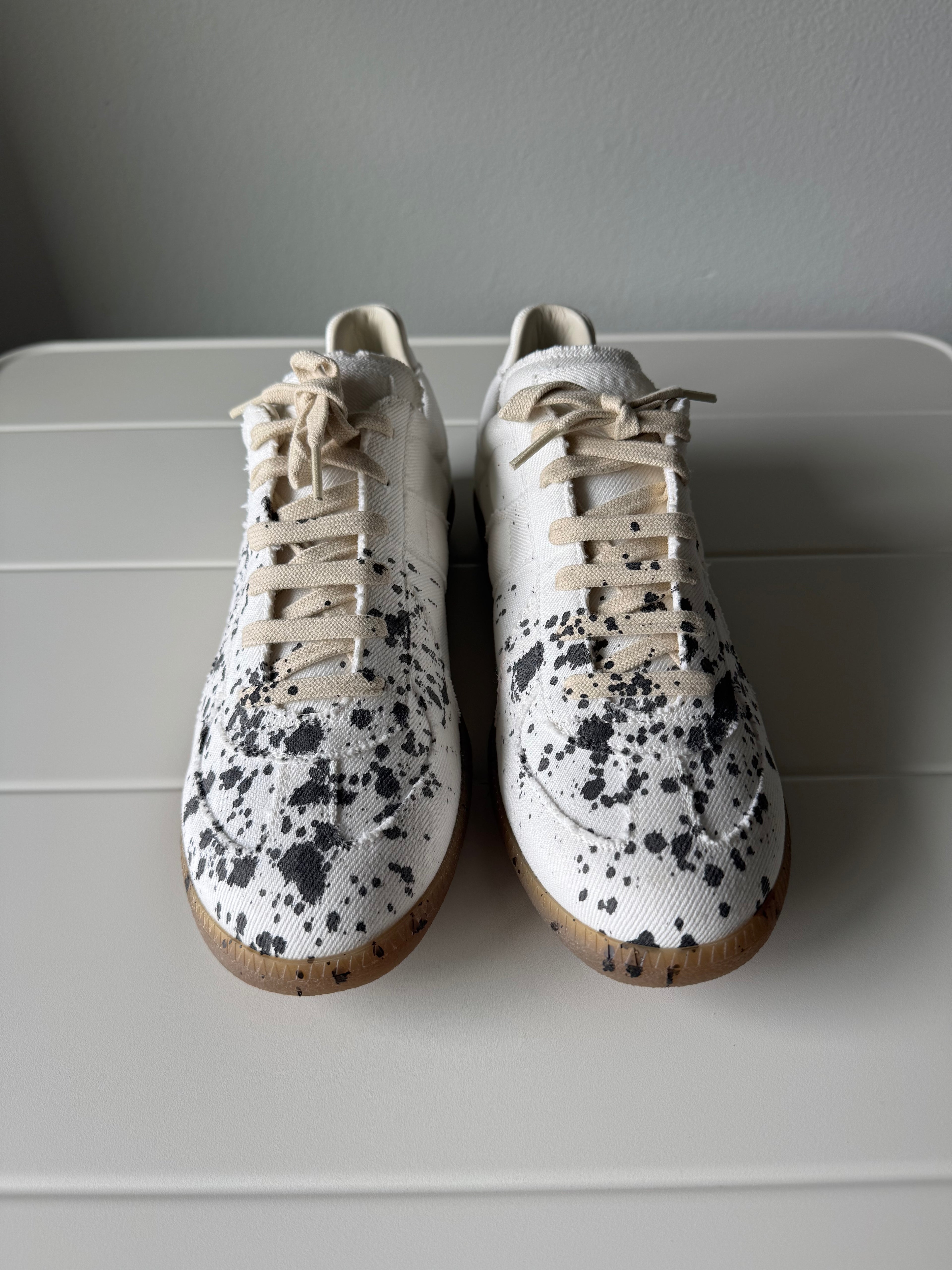 Maison Margiela White Canvas Paint Splatter Gats 42.5/9.5