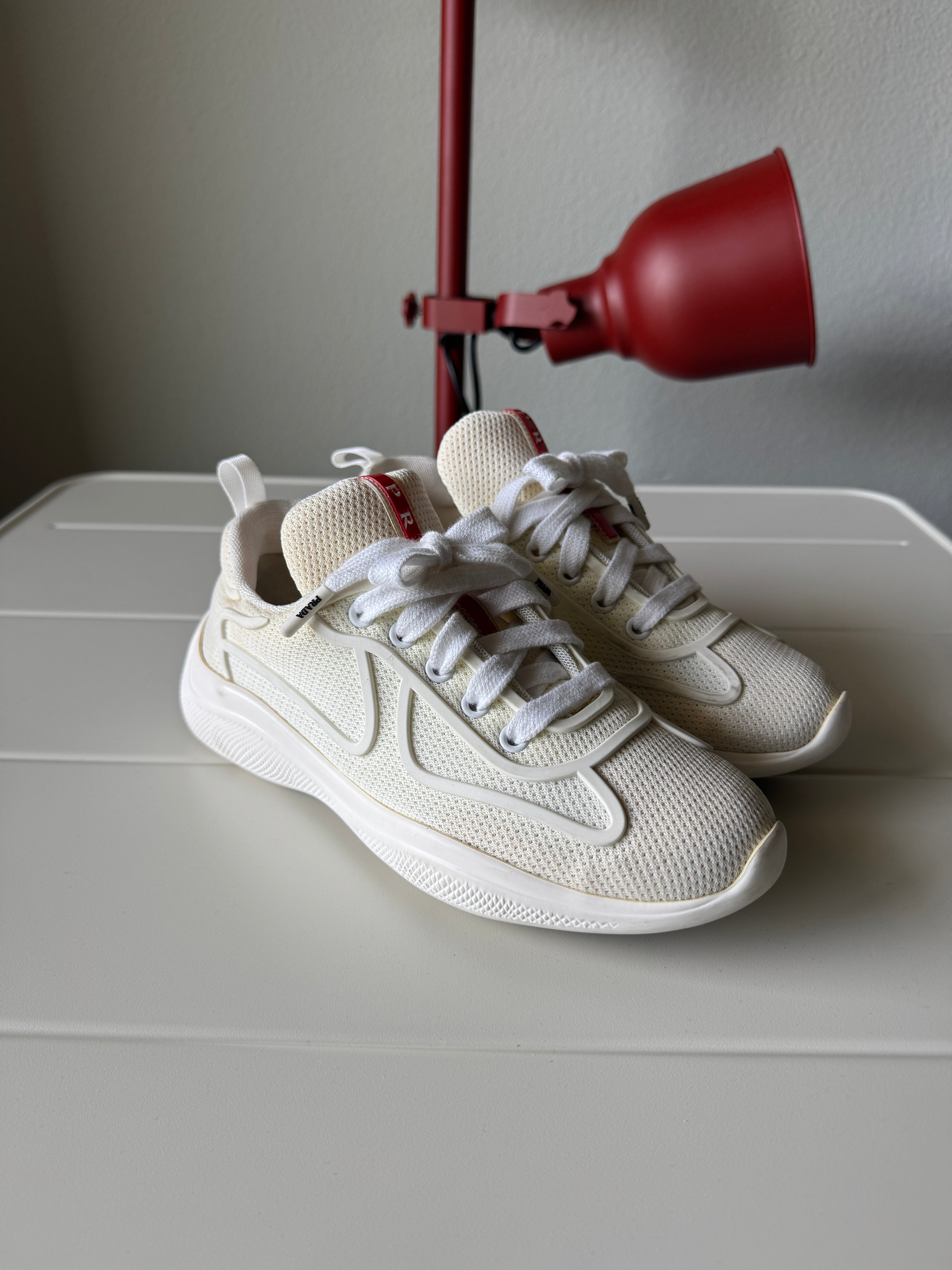 Prada Americas Cup Womens White Mesh 35.5/5.5