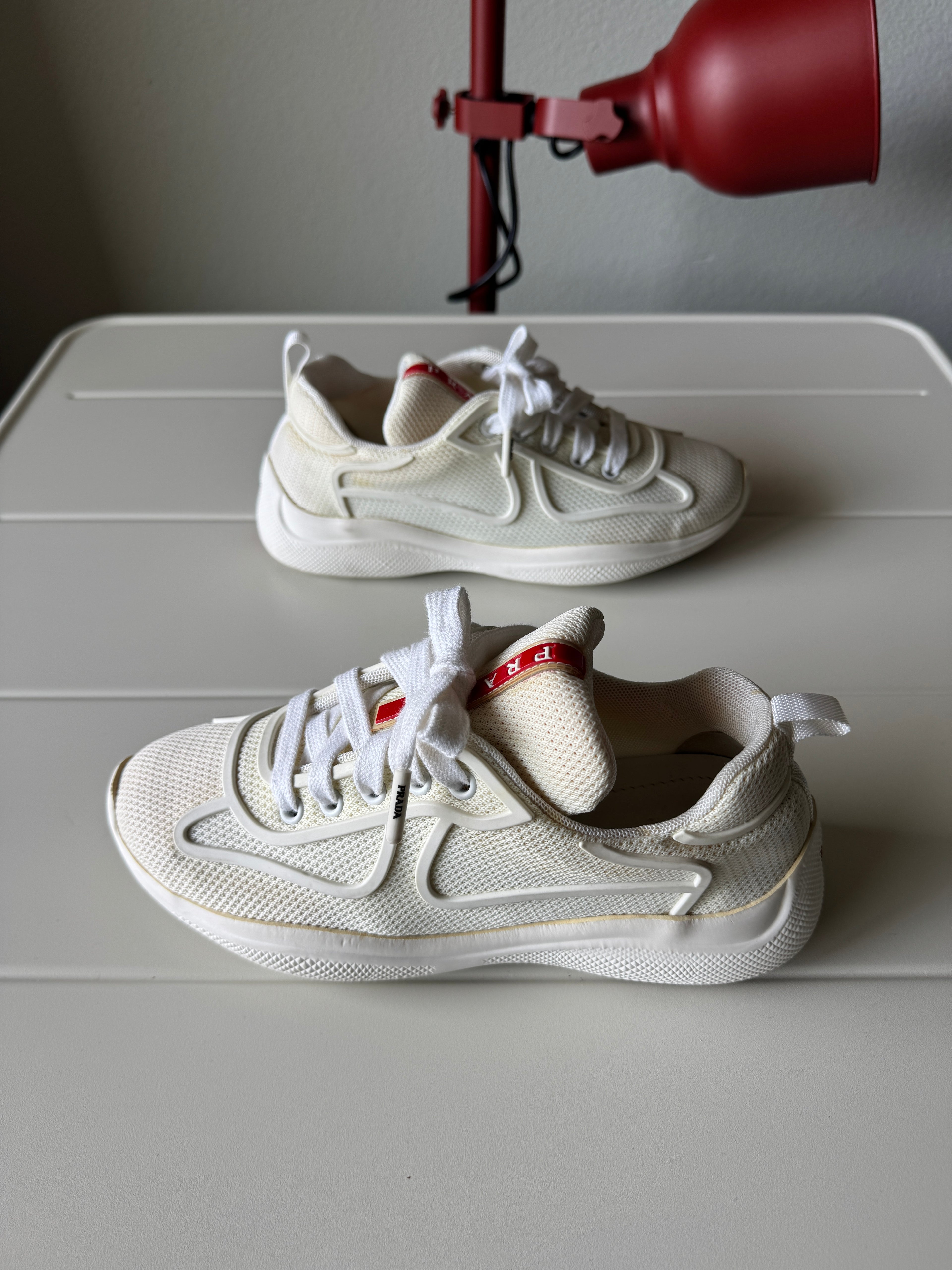 Prada Americas Cup Womens White Mesh 35.5/5.5