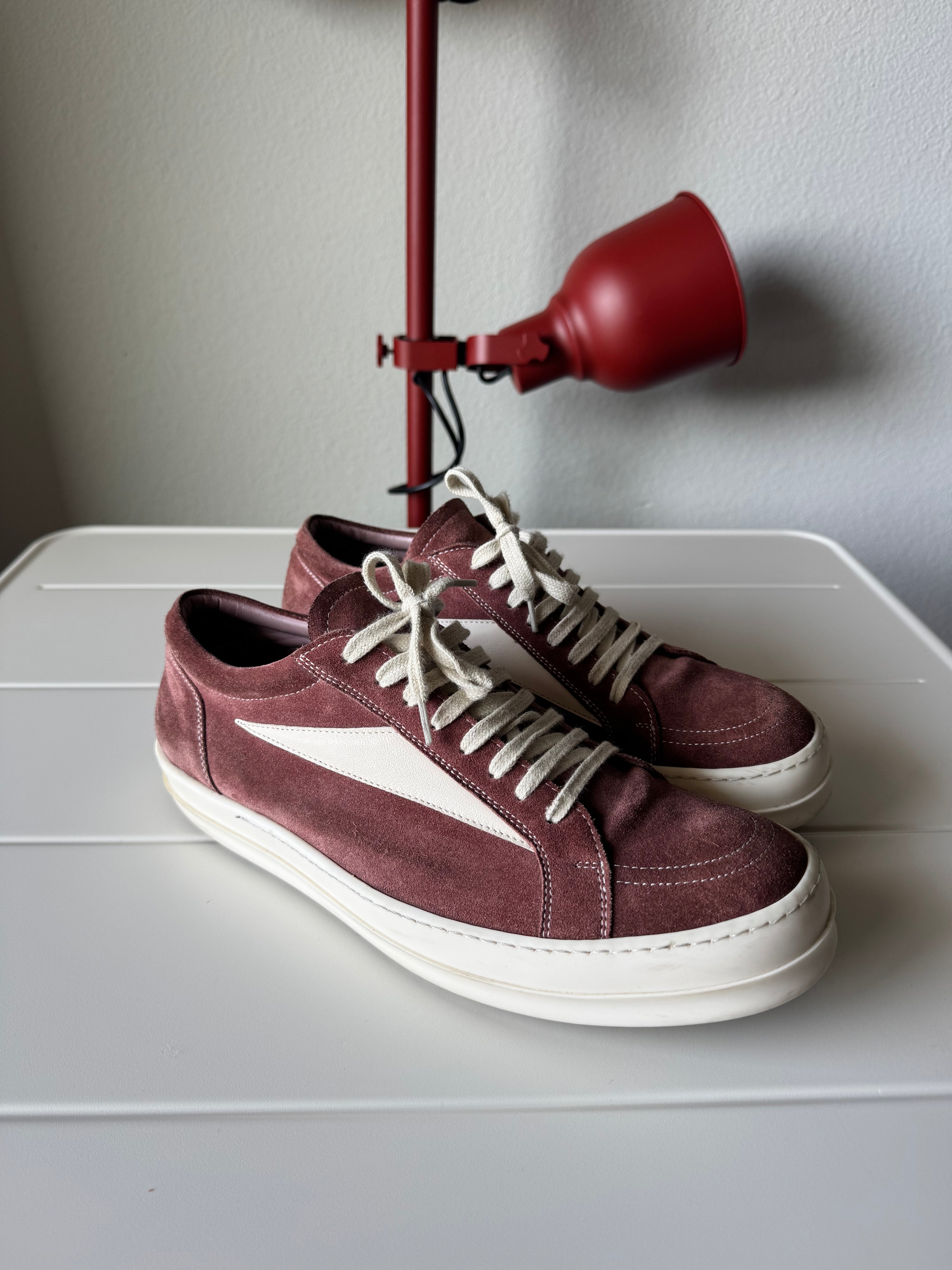 Rick Owens Pink Dust Suede Vintage Van Sneakers 44/11