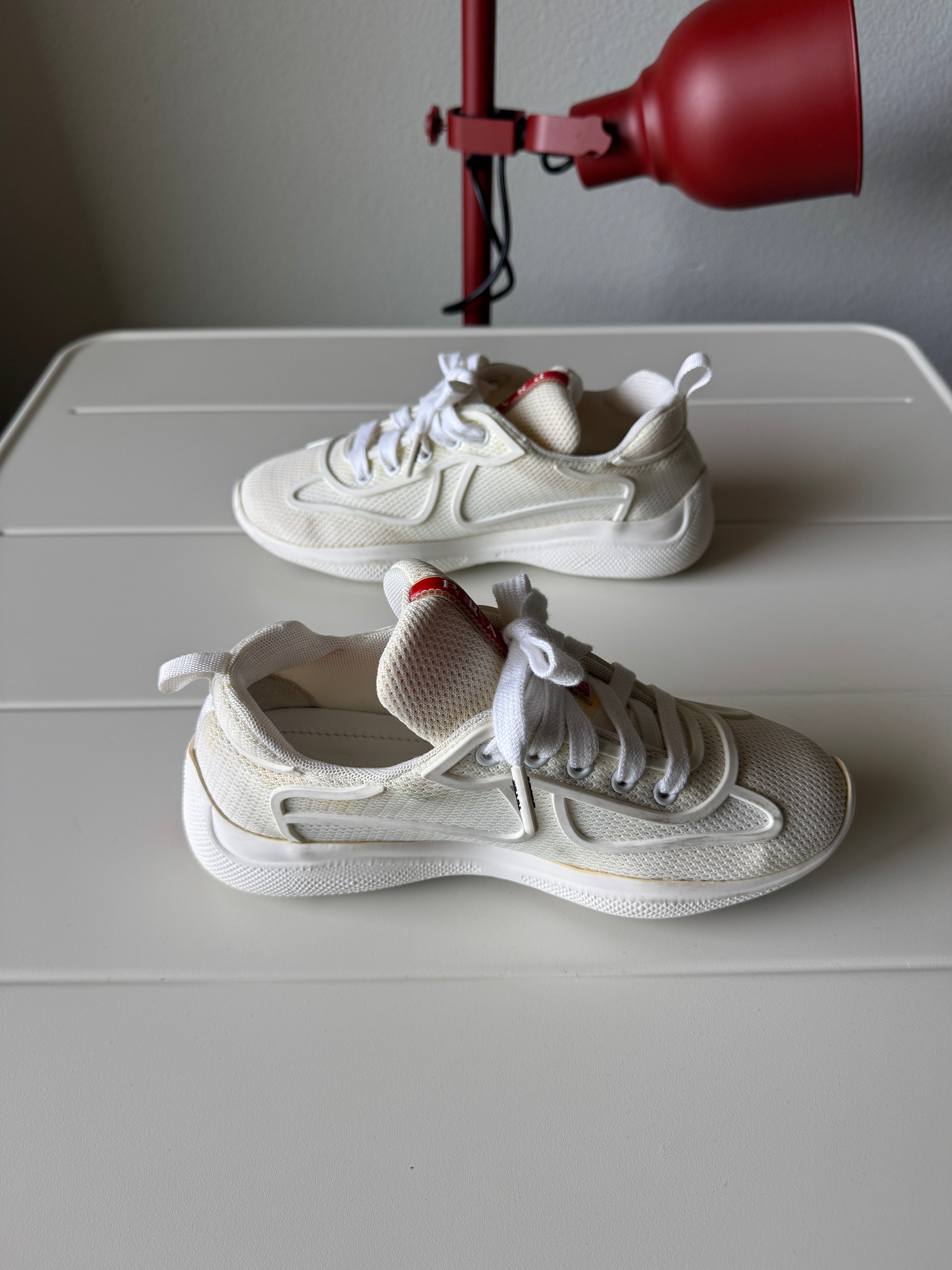 Prada Americas Cup Womens White Mesh 35.5/5.5