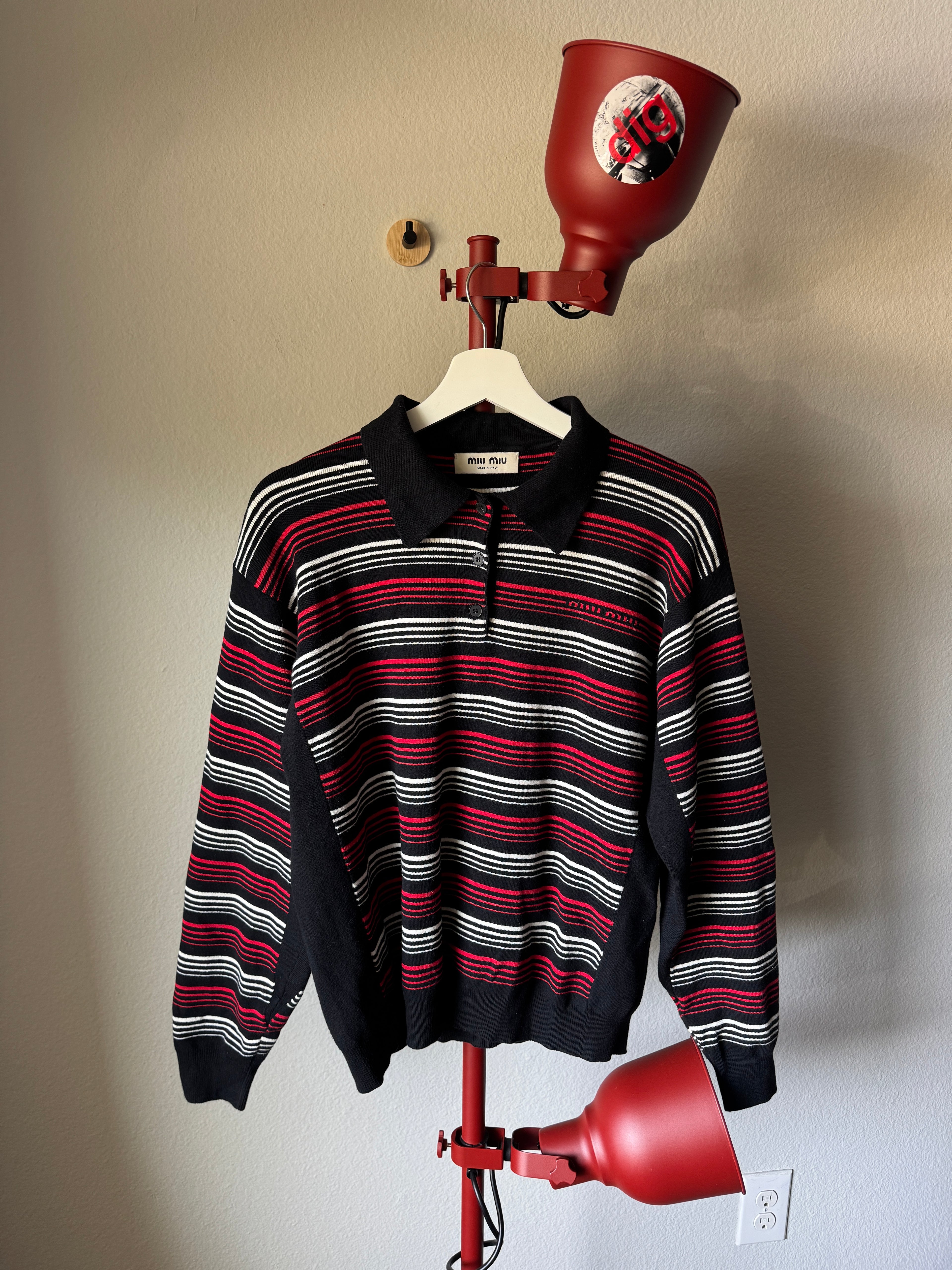 Miu Miu Striped L/S Polo Knit Shirt S