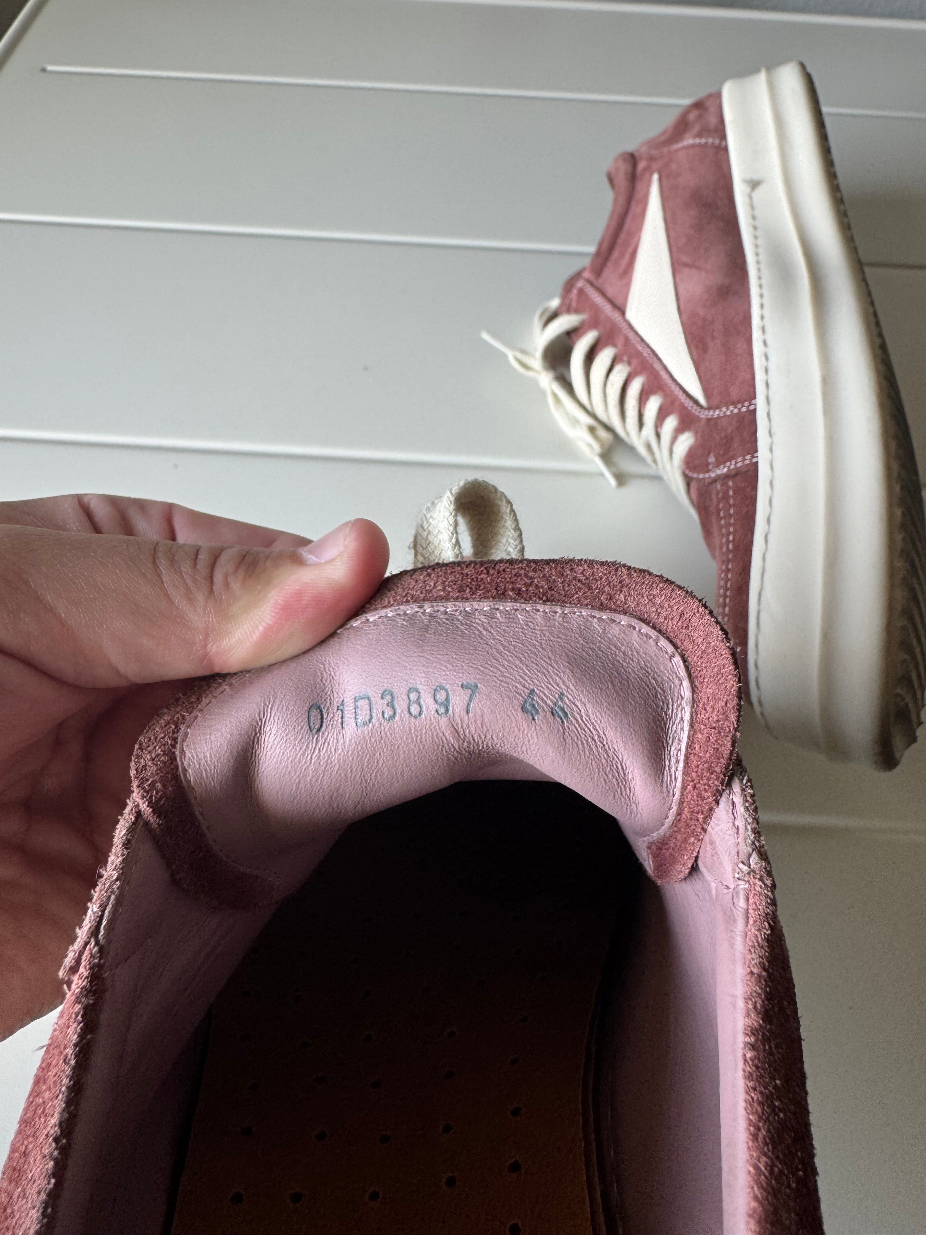 Rick Owens Pink Dust Suede Vintage Van Sneakers 44/11