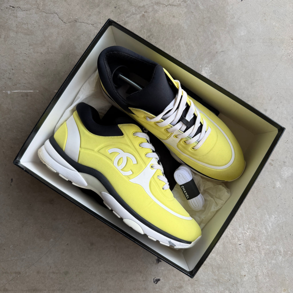 Chanel Neon Yellow Neoprene Runners 42/9