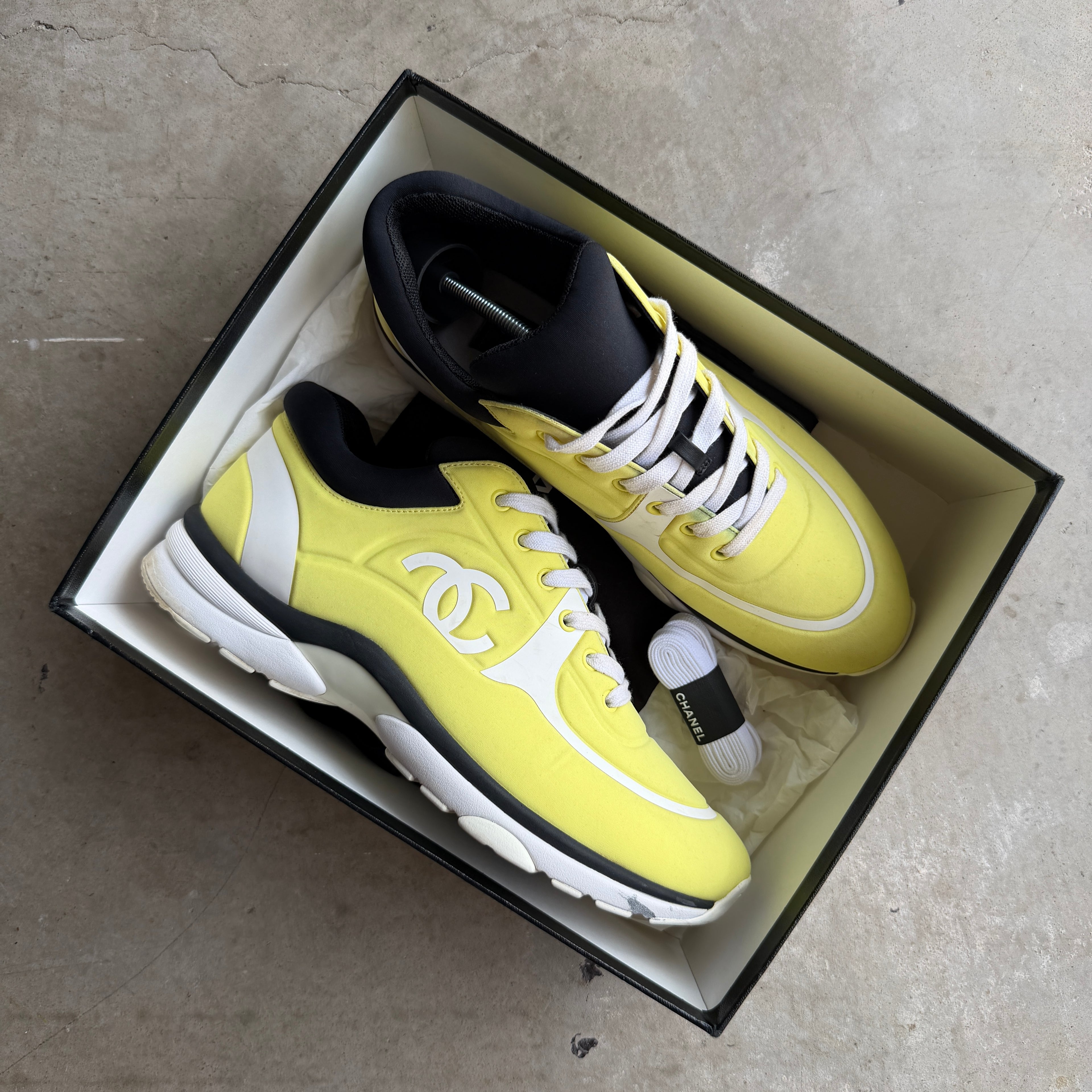 Chanel Neon Yellow Neoprene Runners 42/9