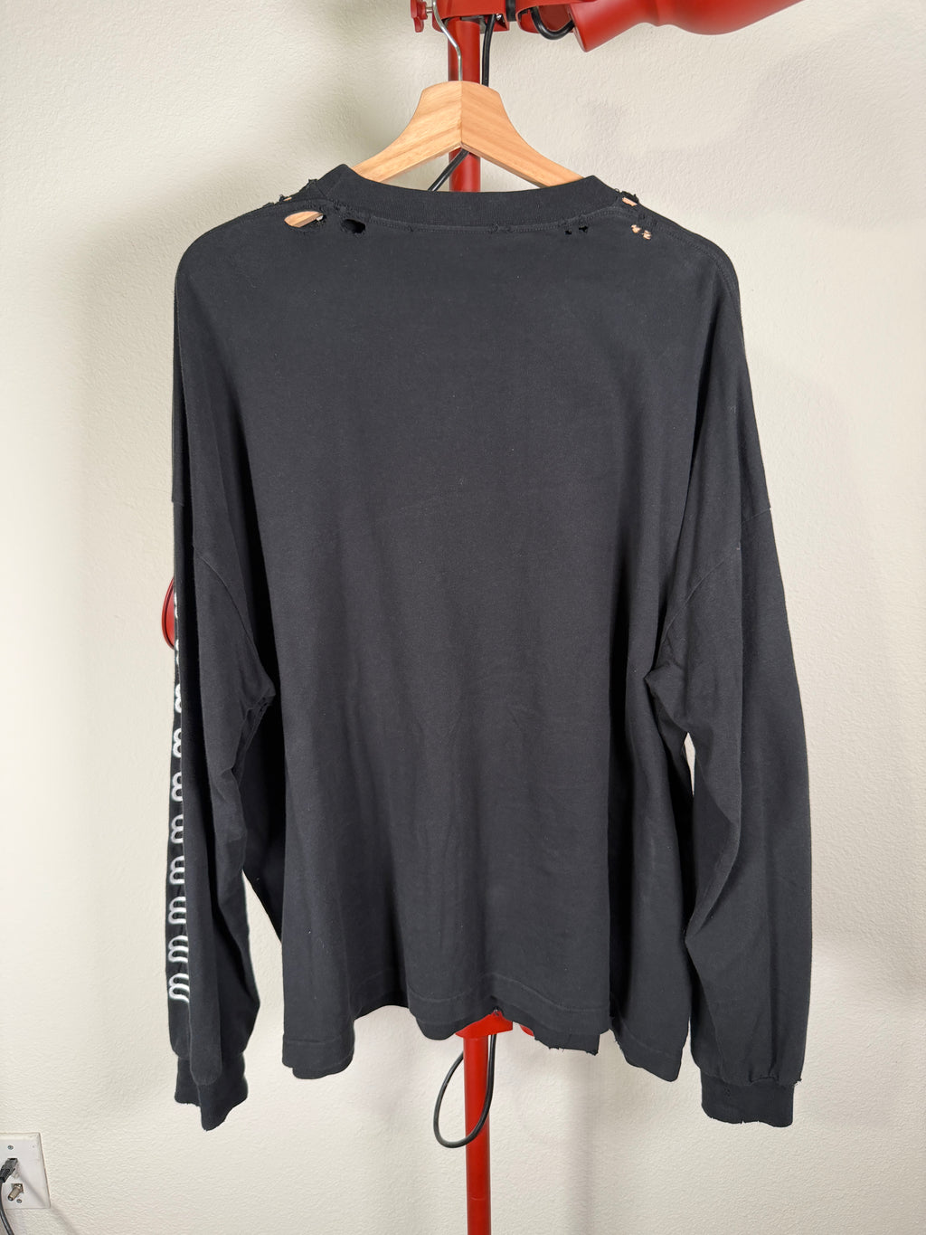 Balenciaga BB Long Sleeve Oversized Distressed Shirt