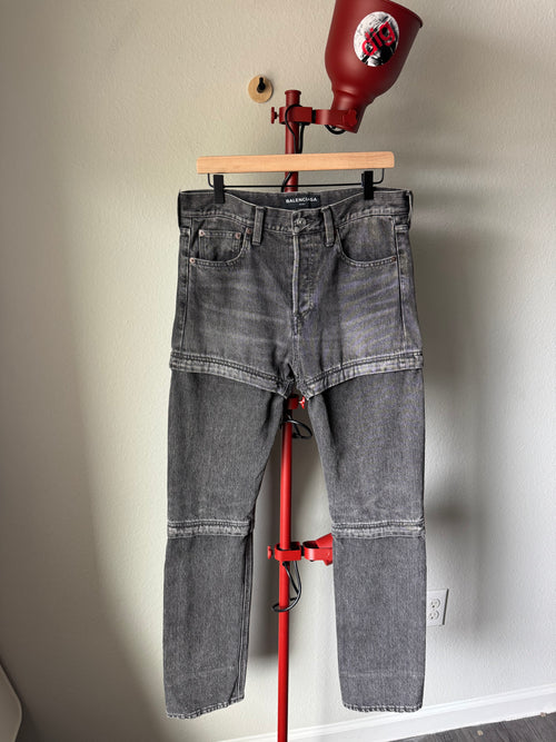 Balenciaga Convertible Zip Black Denim 34