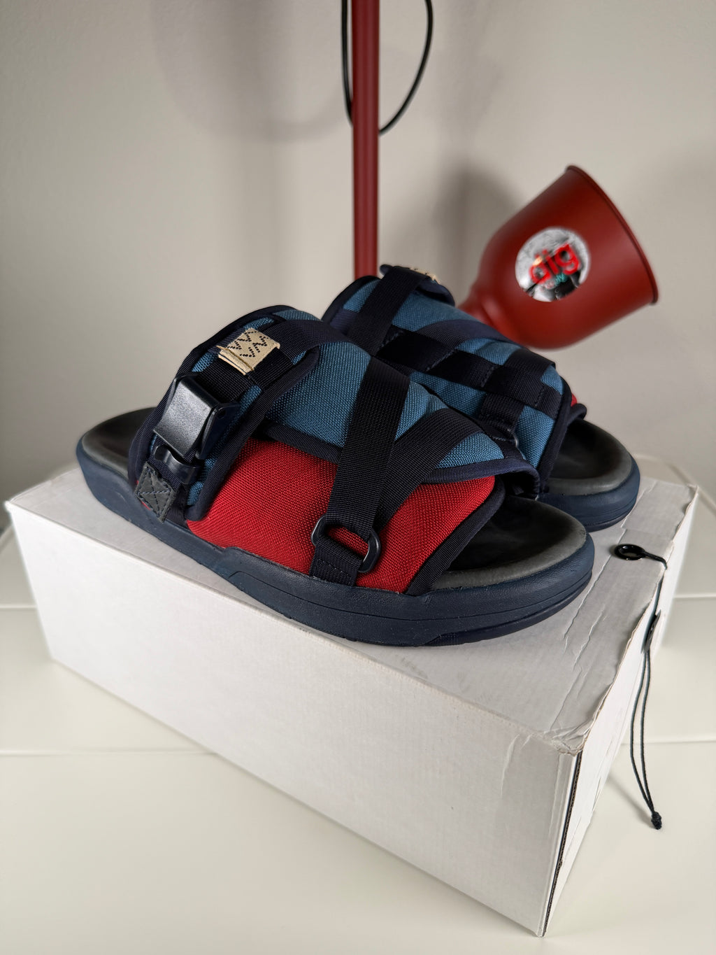 Visvim Christo Two-Tone Blue/Red Sandals L
