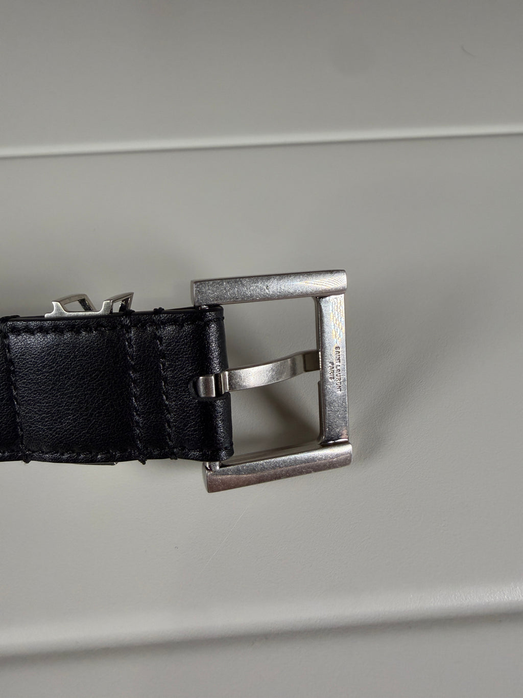 Saint Laurent Mini YSL Black Leather Belt