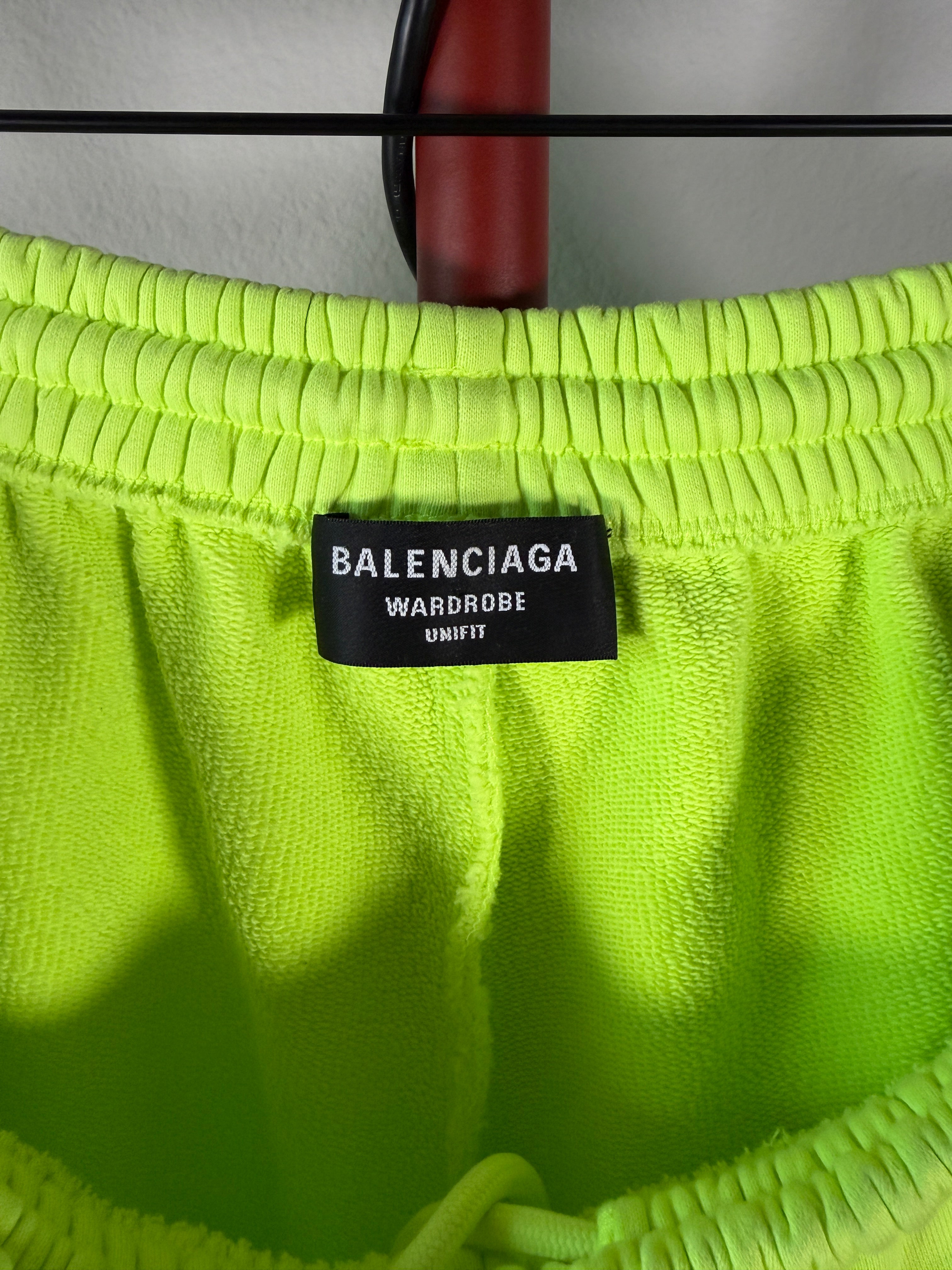 Balenciaga Neon Green BB Cotton Shorts M
