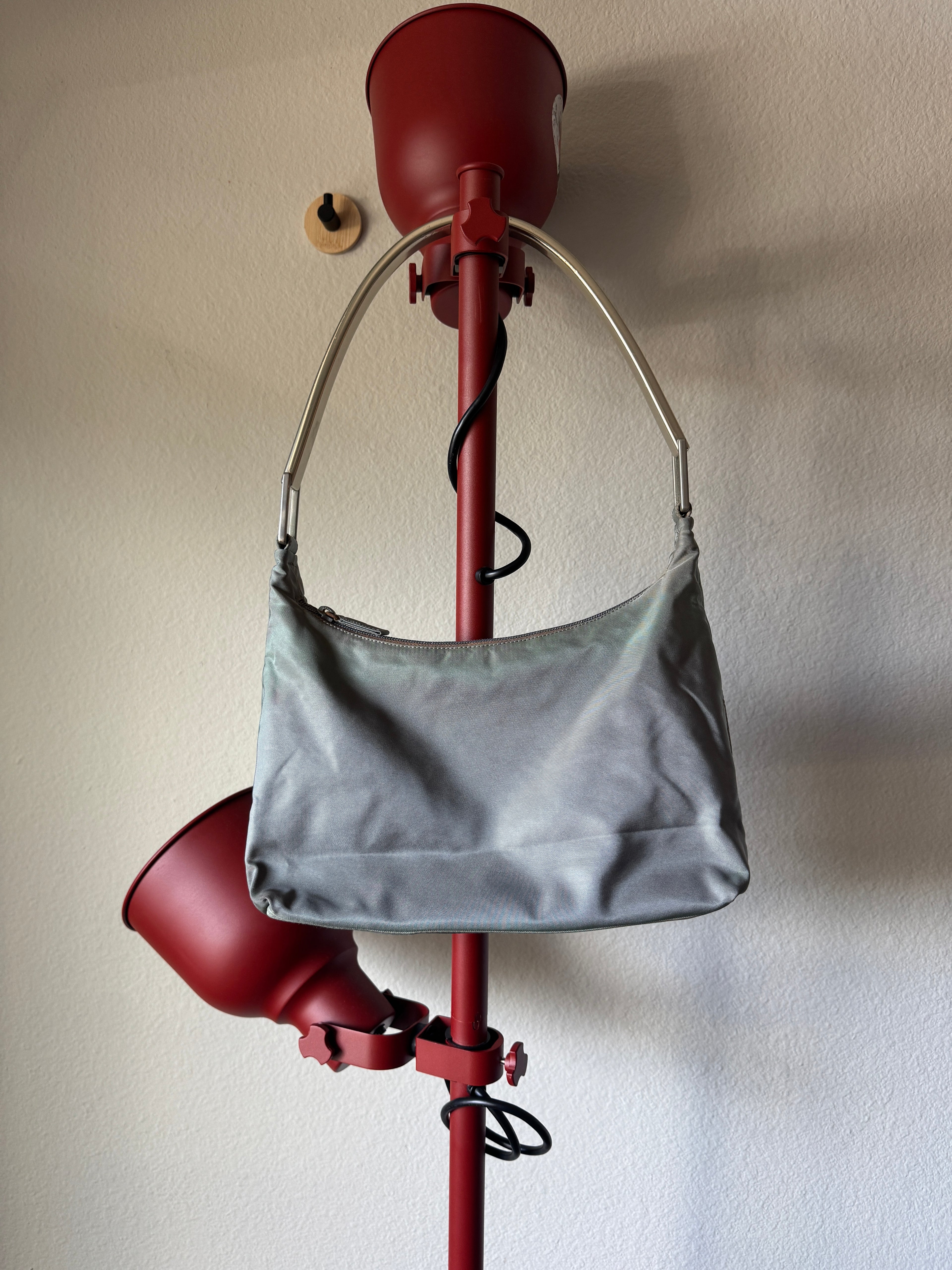 Prada Milano Argento Metal Handle Nylon Bag