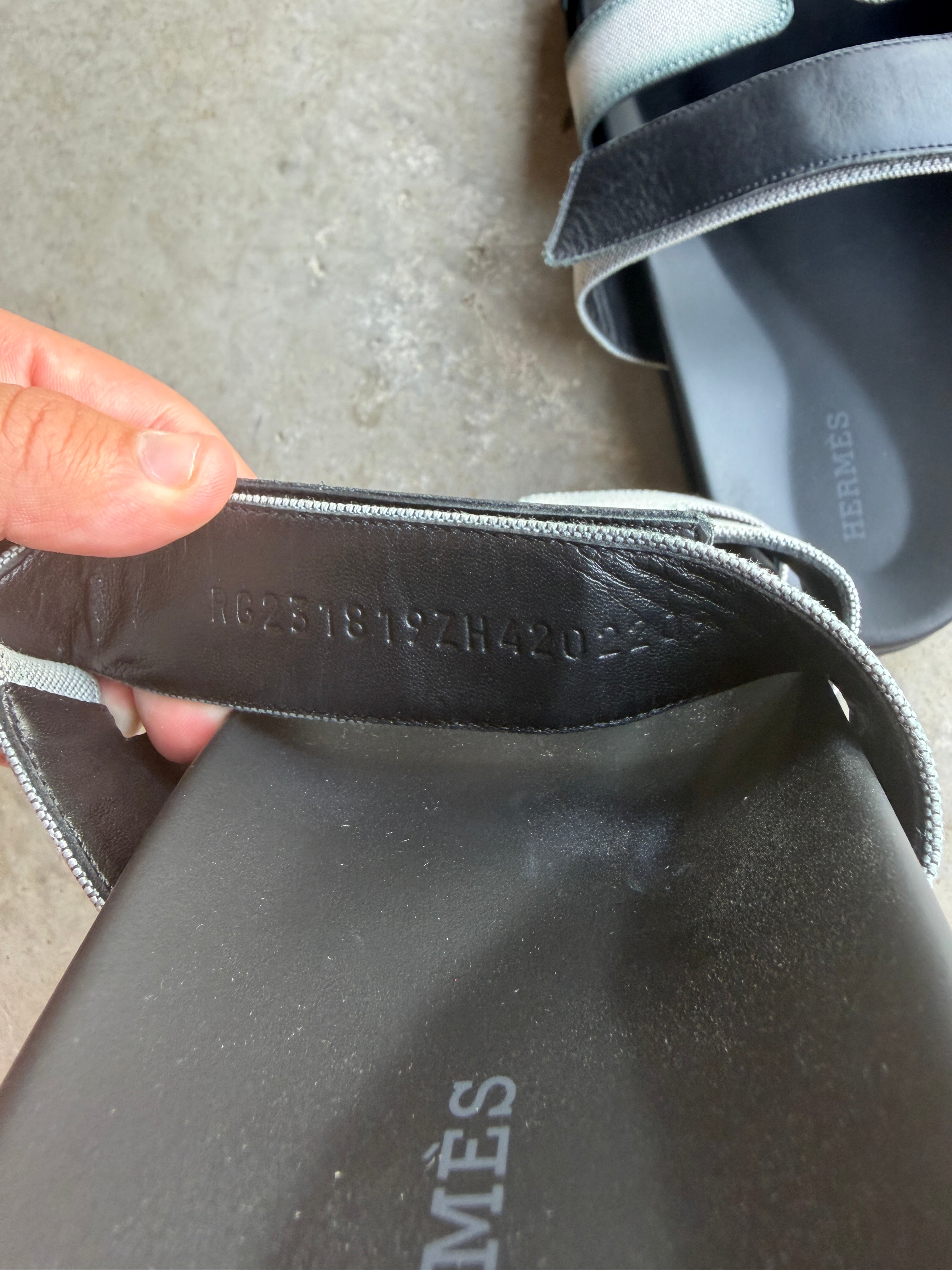 Hermes Canvas Leather Chypre Sandals 42/9