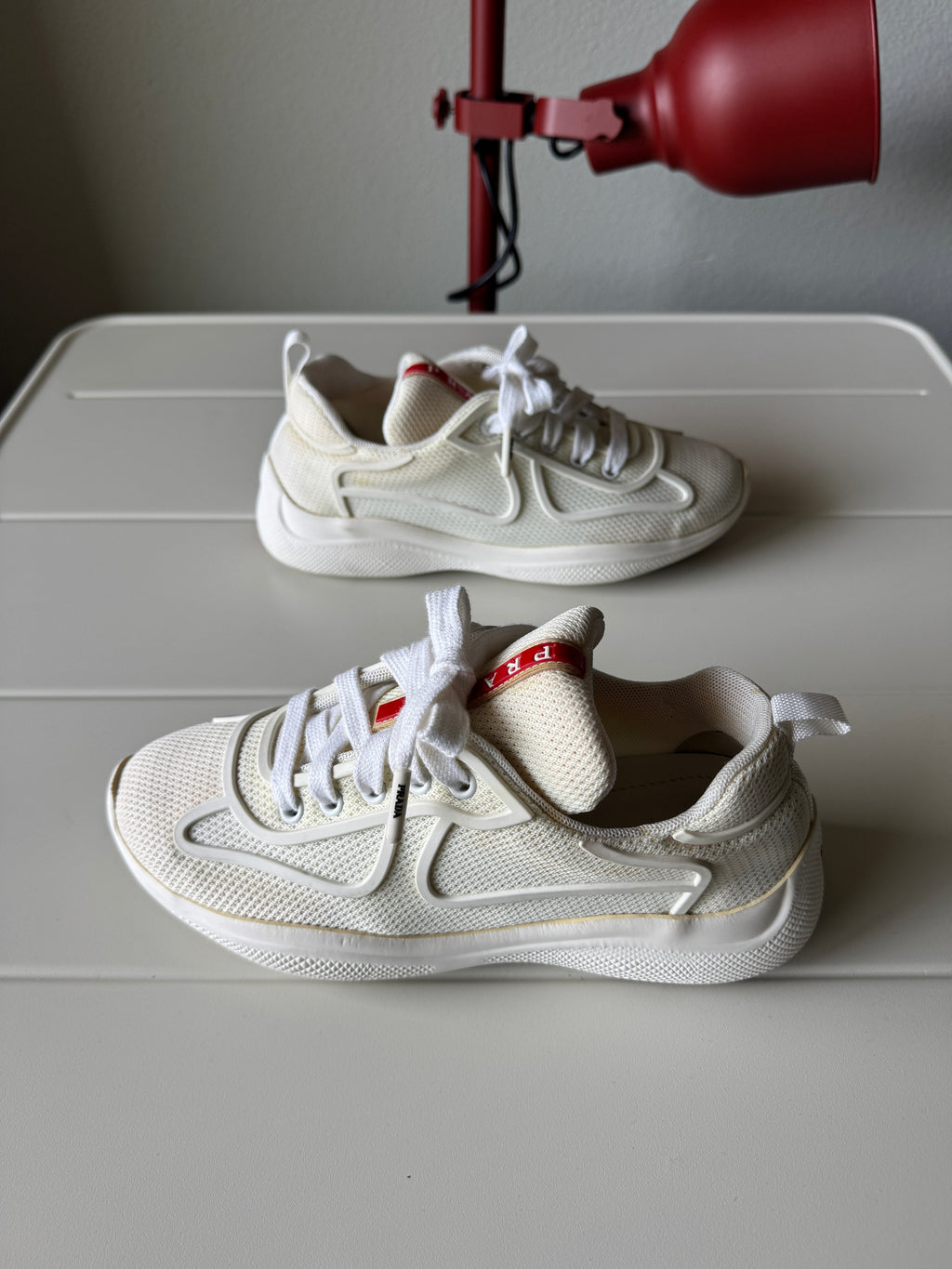 Prada Americas Cup Womens White Mesh 35.5/5.5