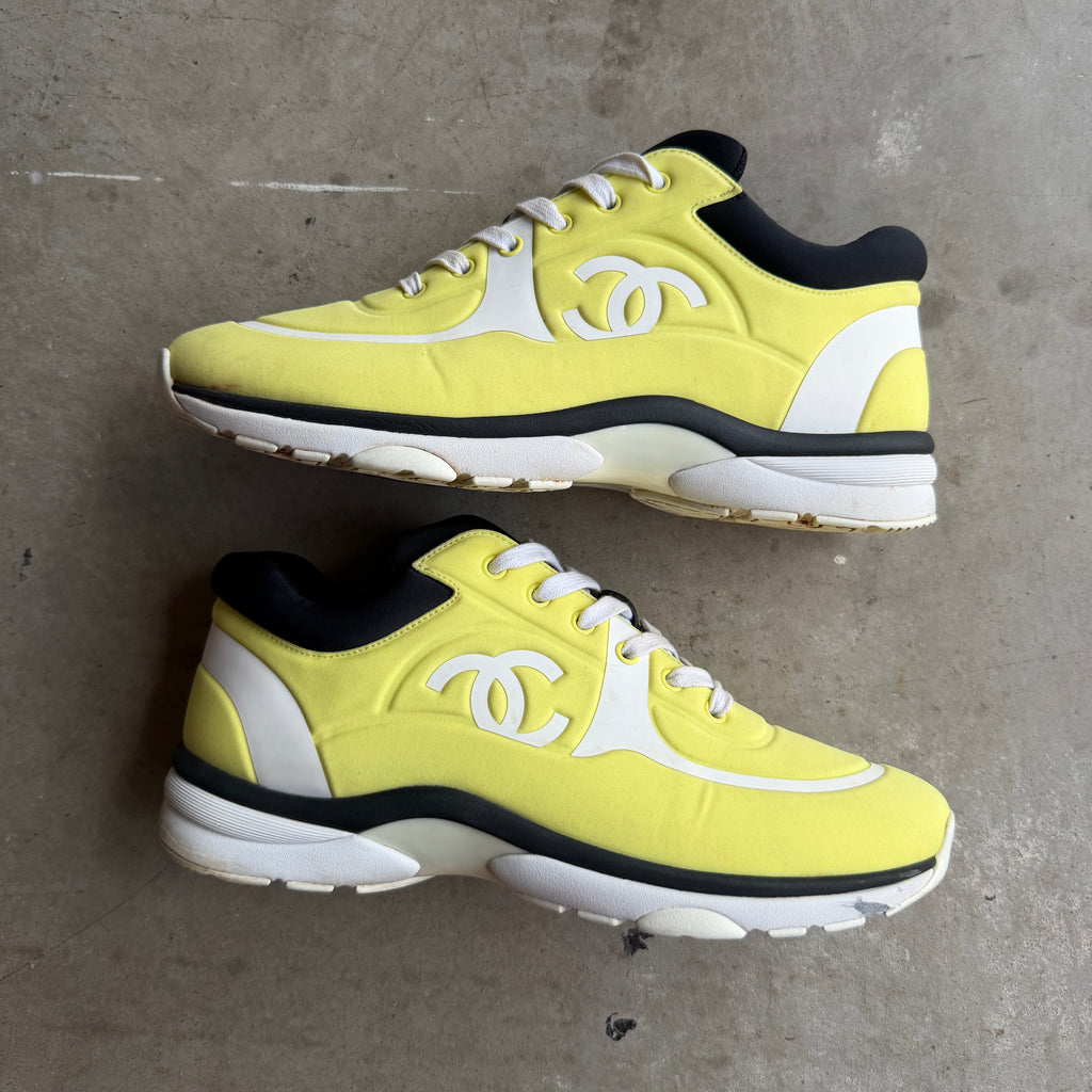 Chanel Neon Yellow Neoprene Runners 42/9