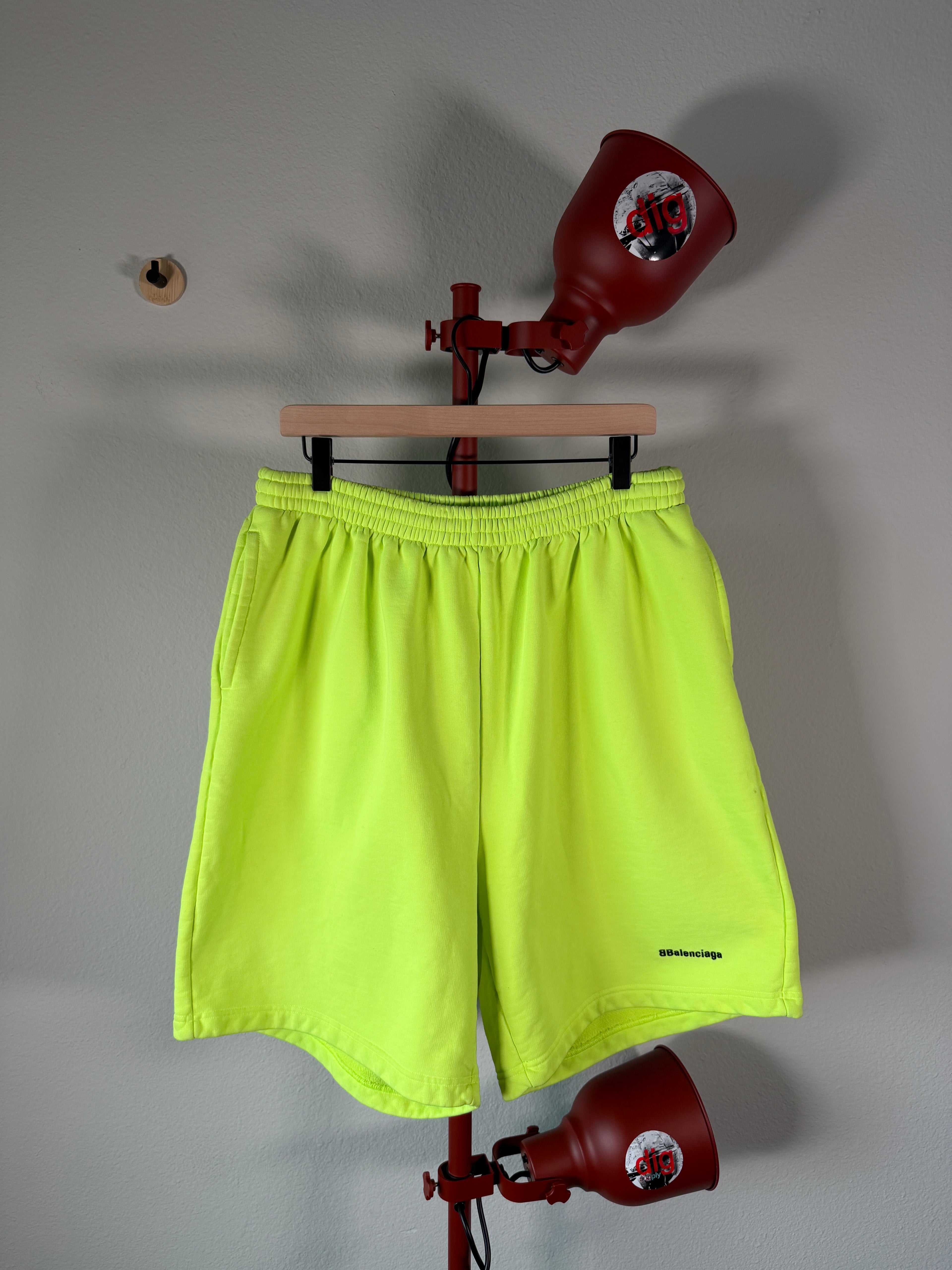 Balenciaga Neon Green BB Cotton Shorts M