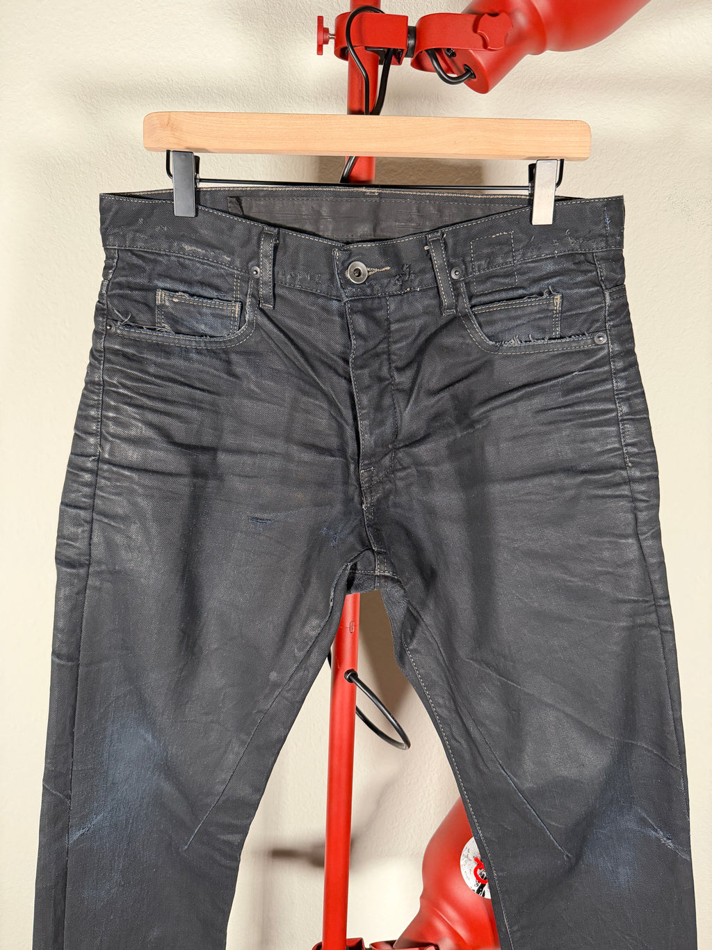 Rick Owens FW08 Black Waxed Denim 34