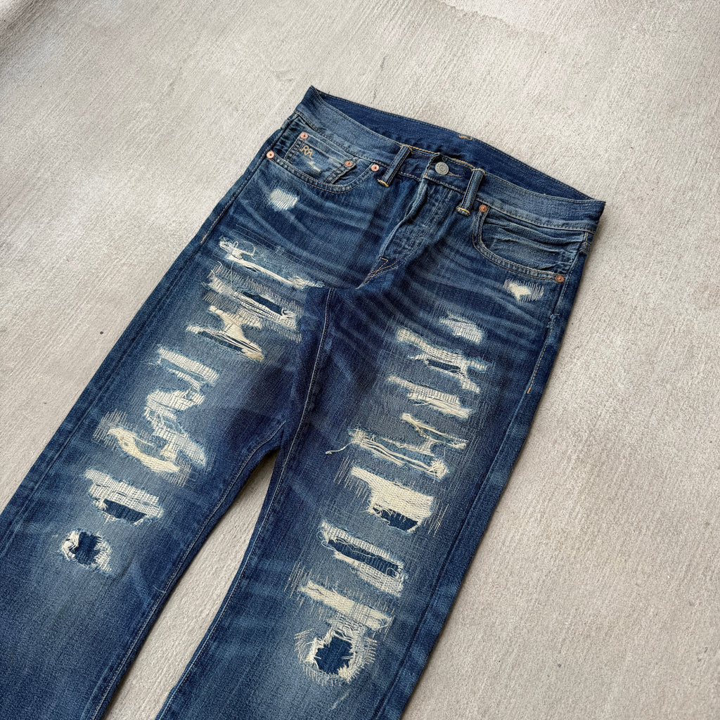 Double RL Ralph Lauren Distressed Slevedge Denim 30x31