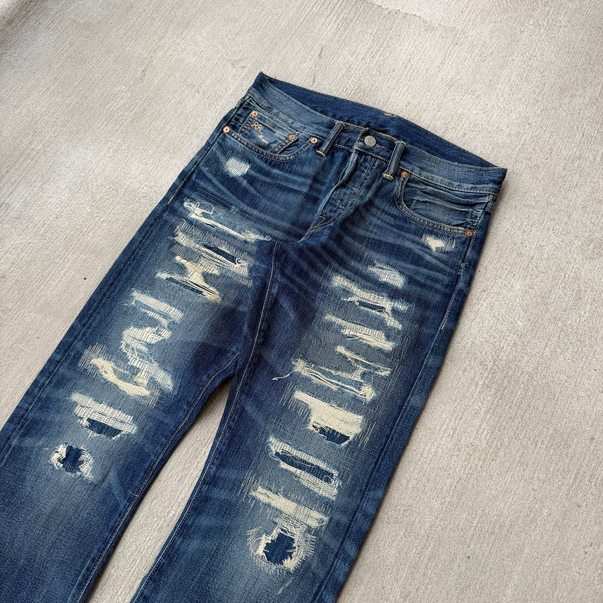 Double RL Ralph Lauren Distressed Slevedge Denim 30x31