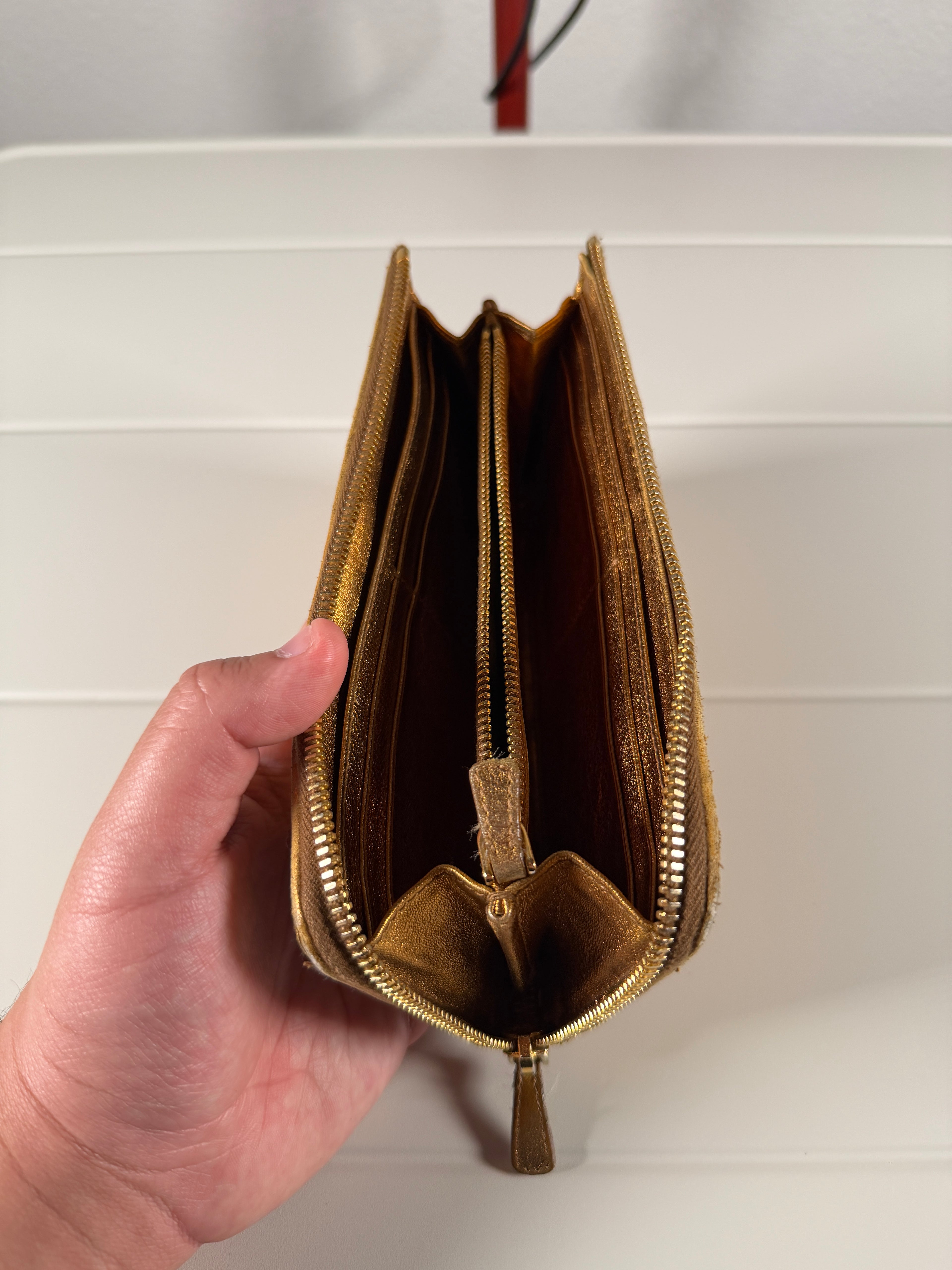 Miu Miu Matelasse Gold Leather Long Wallet