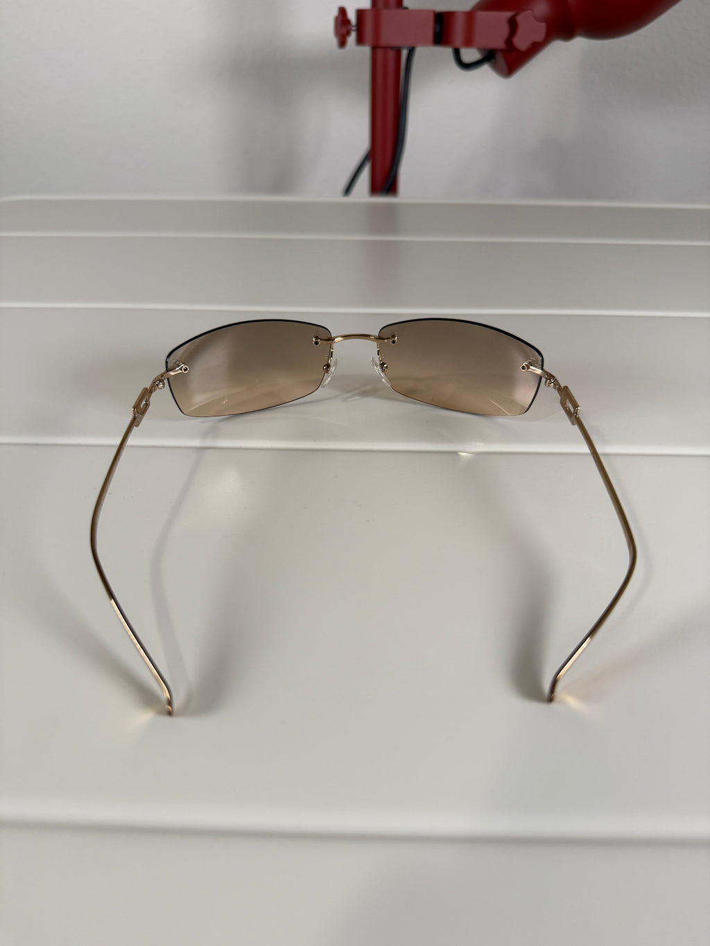 Gucci Vintage Rimless Gold Rhinestone Sunglasses
