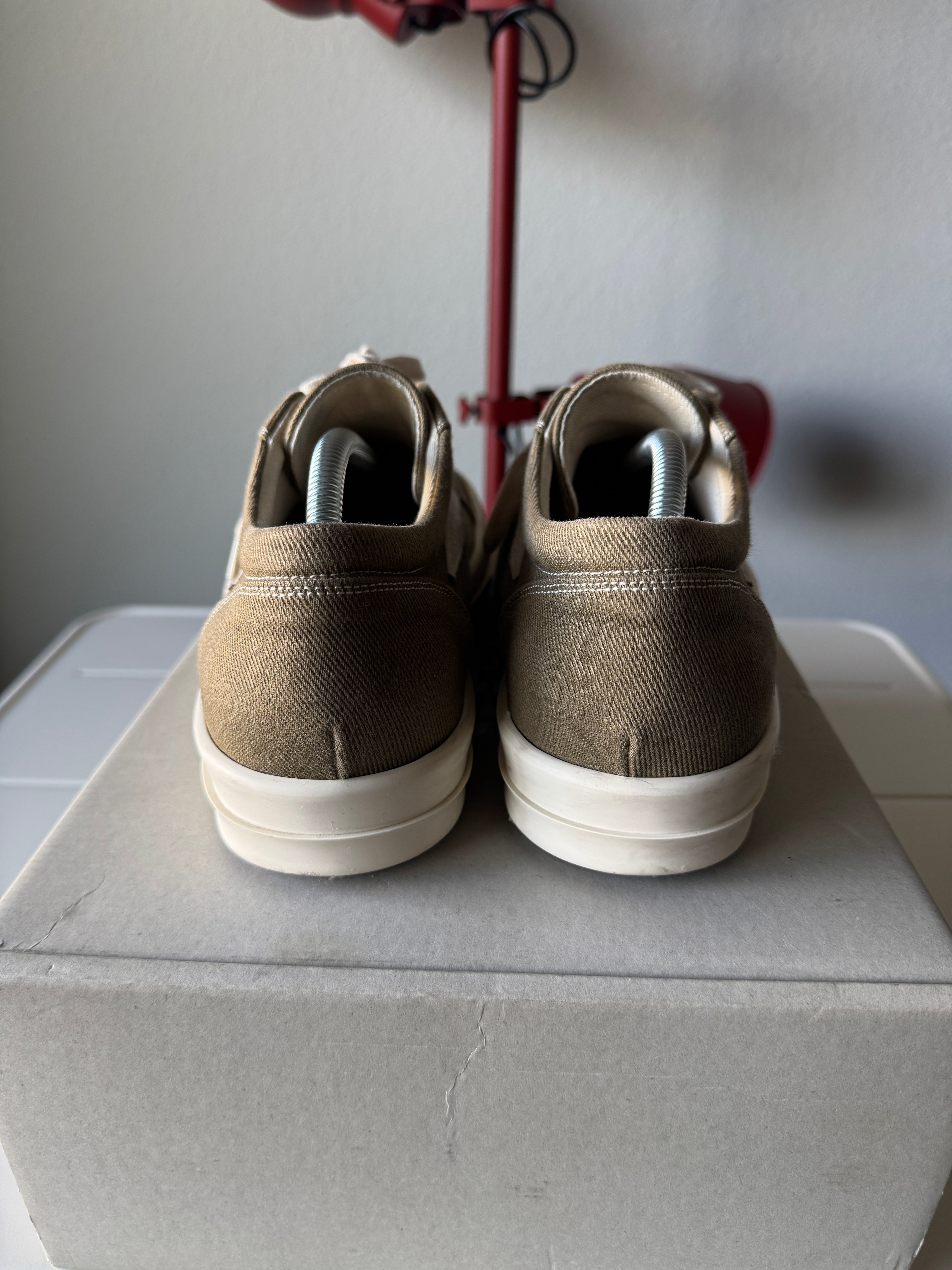 Rick Owens Olive Green Canvas Vans Vintage Sneakers 43/10