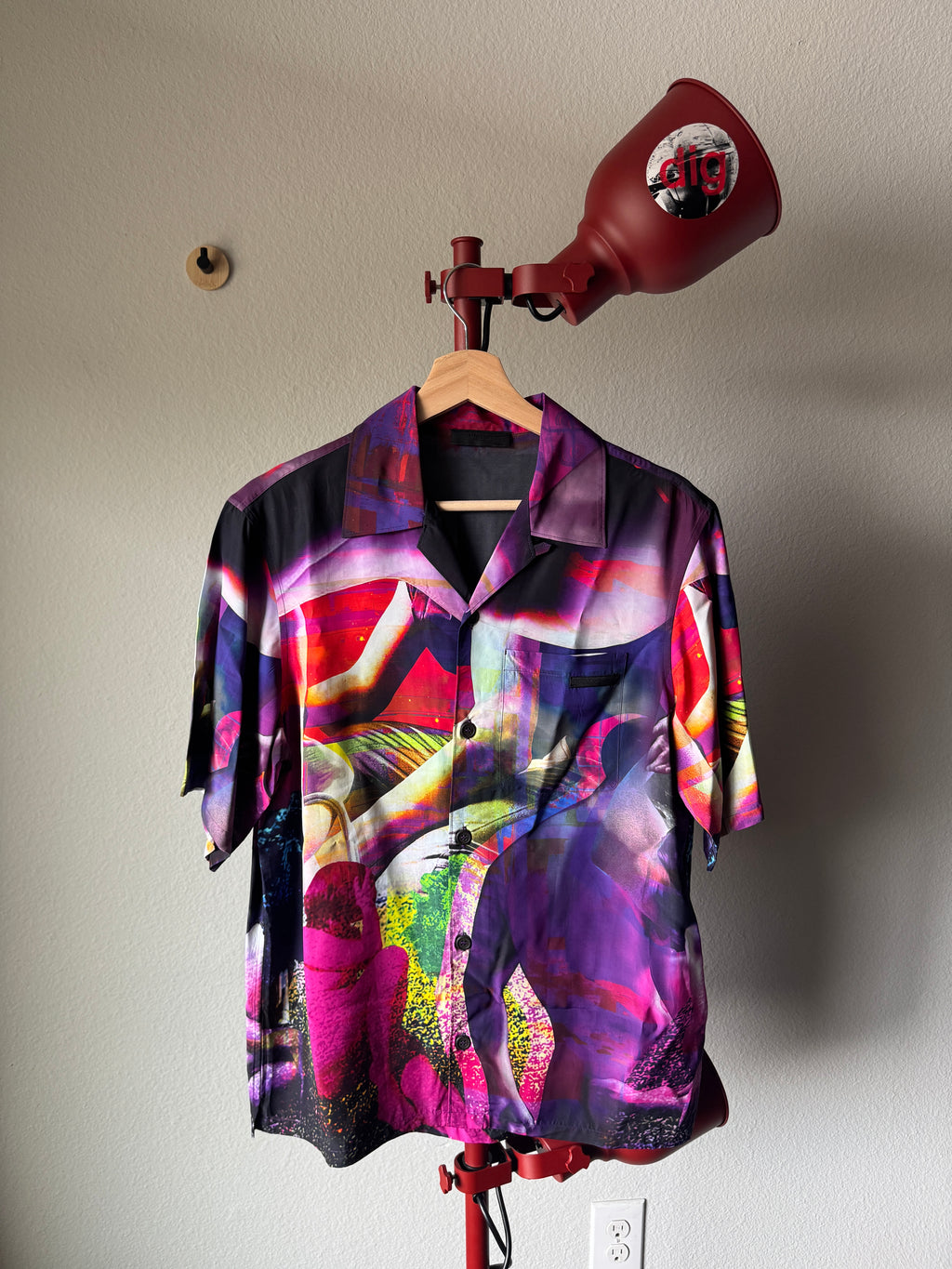 Prada SS/19 Silk Psychedelic Button Up Bowling Shirt M