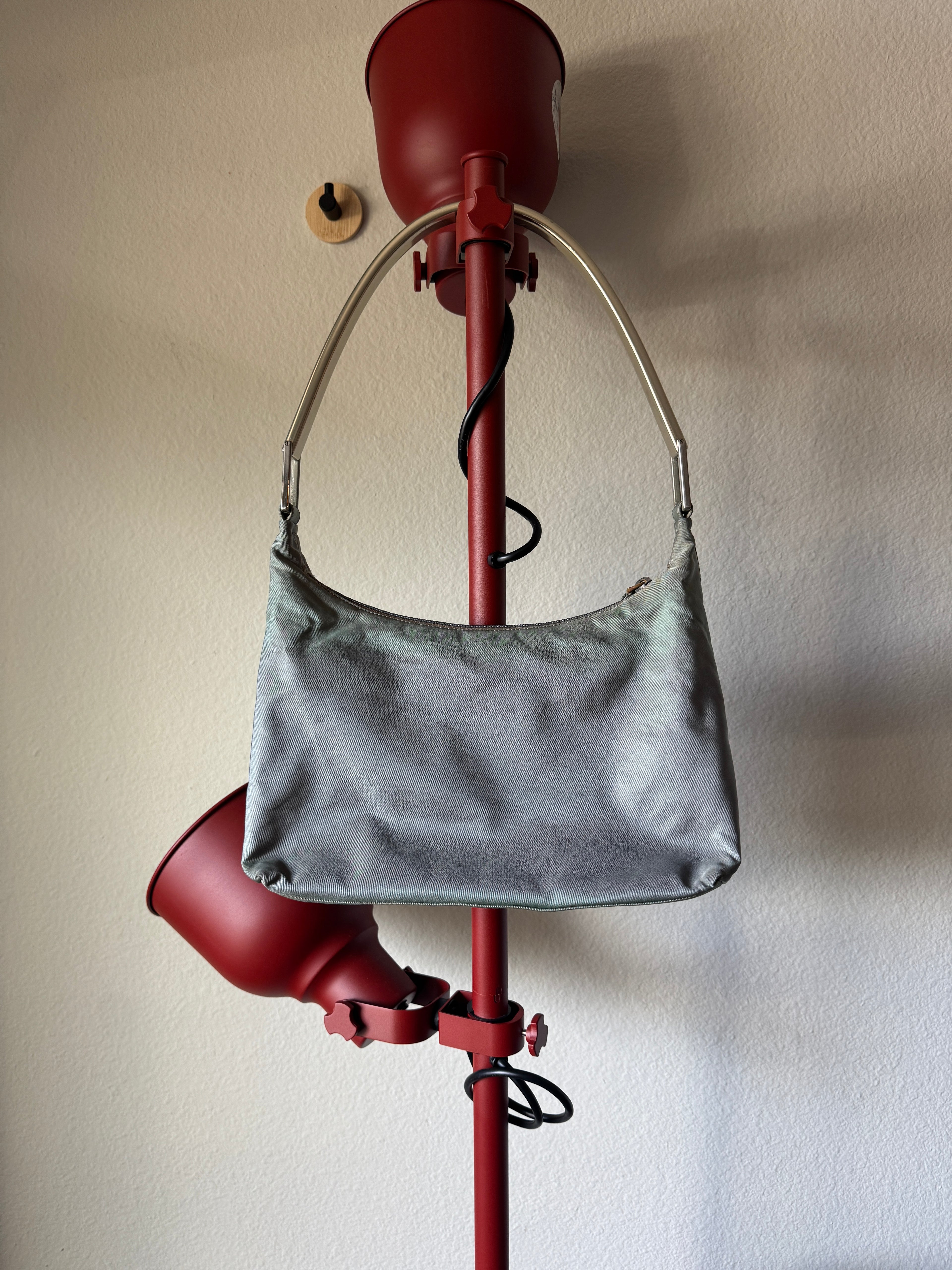 Prada Milano Argento Metal Handle Nylon Bag