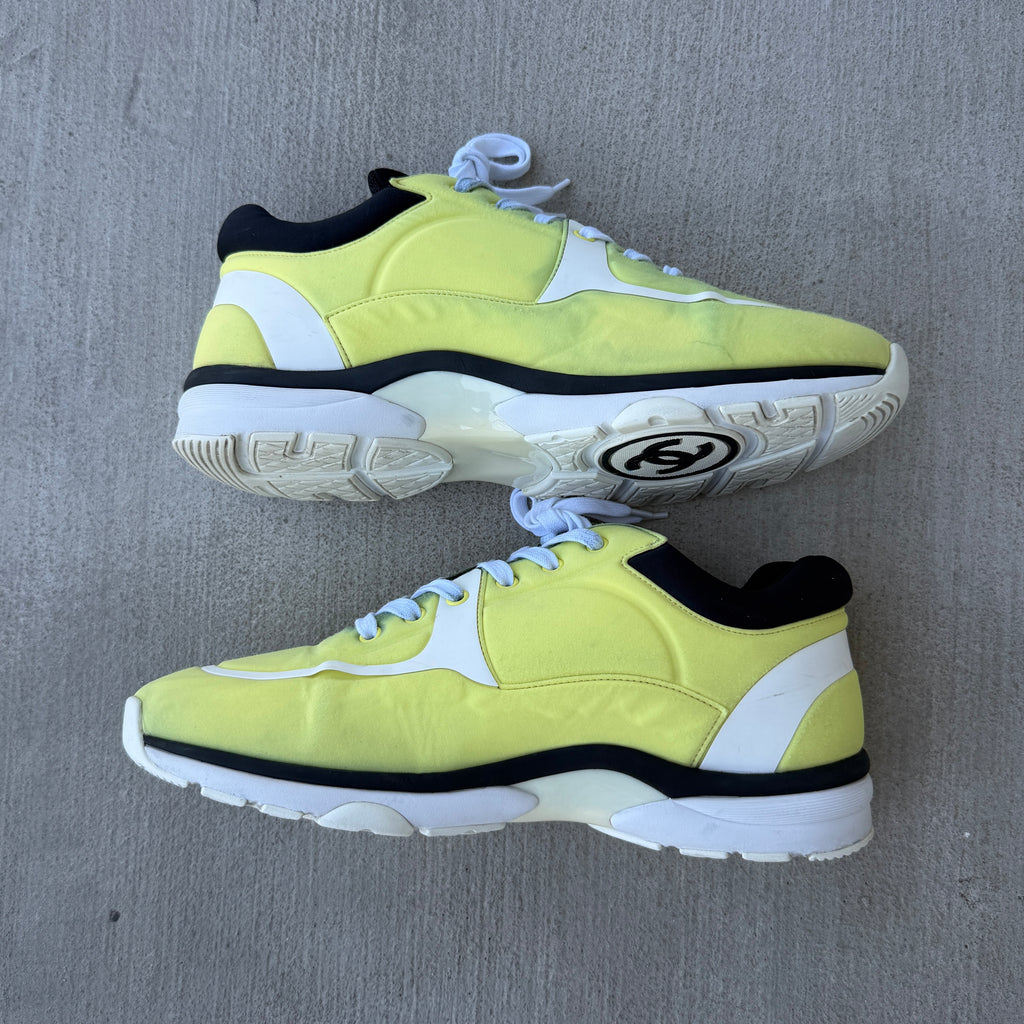 Chanel Neon Yellow Neoprene Runners 43/10
