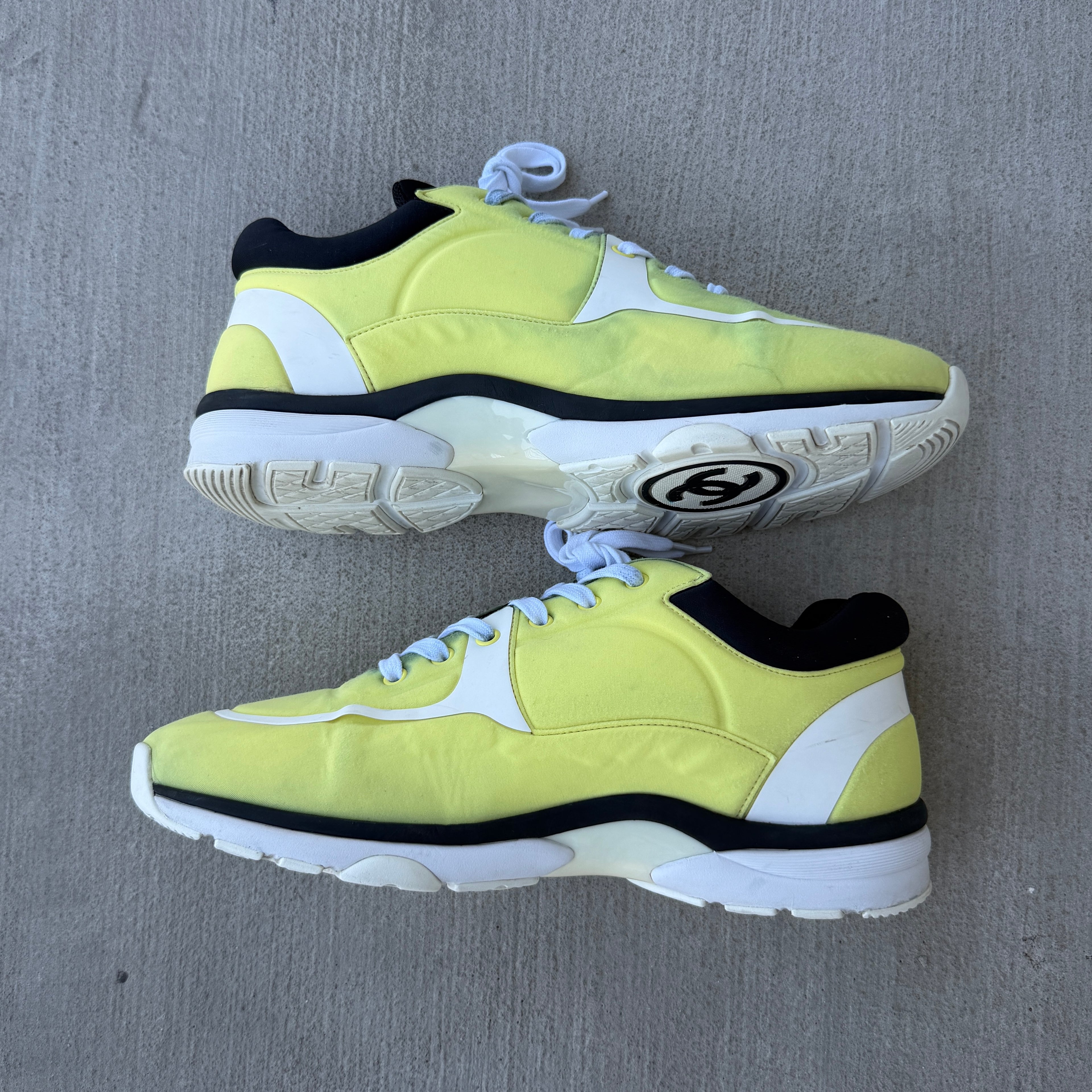 Chanel Neon Yellow Neoprene Runners 43/10