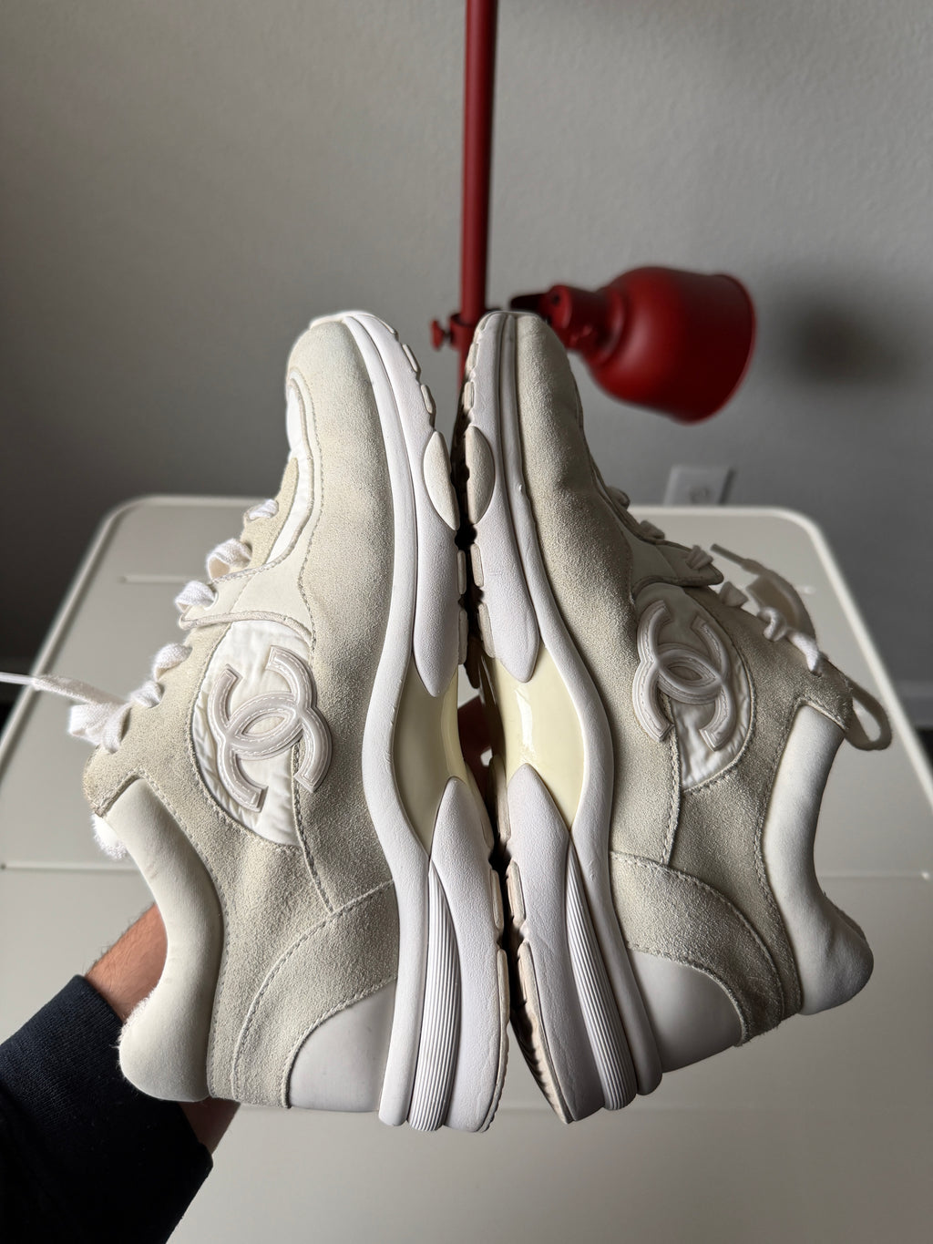 Chanel White Suede Mens Runner 43/10