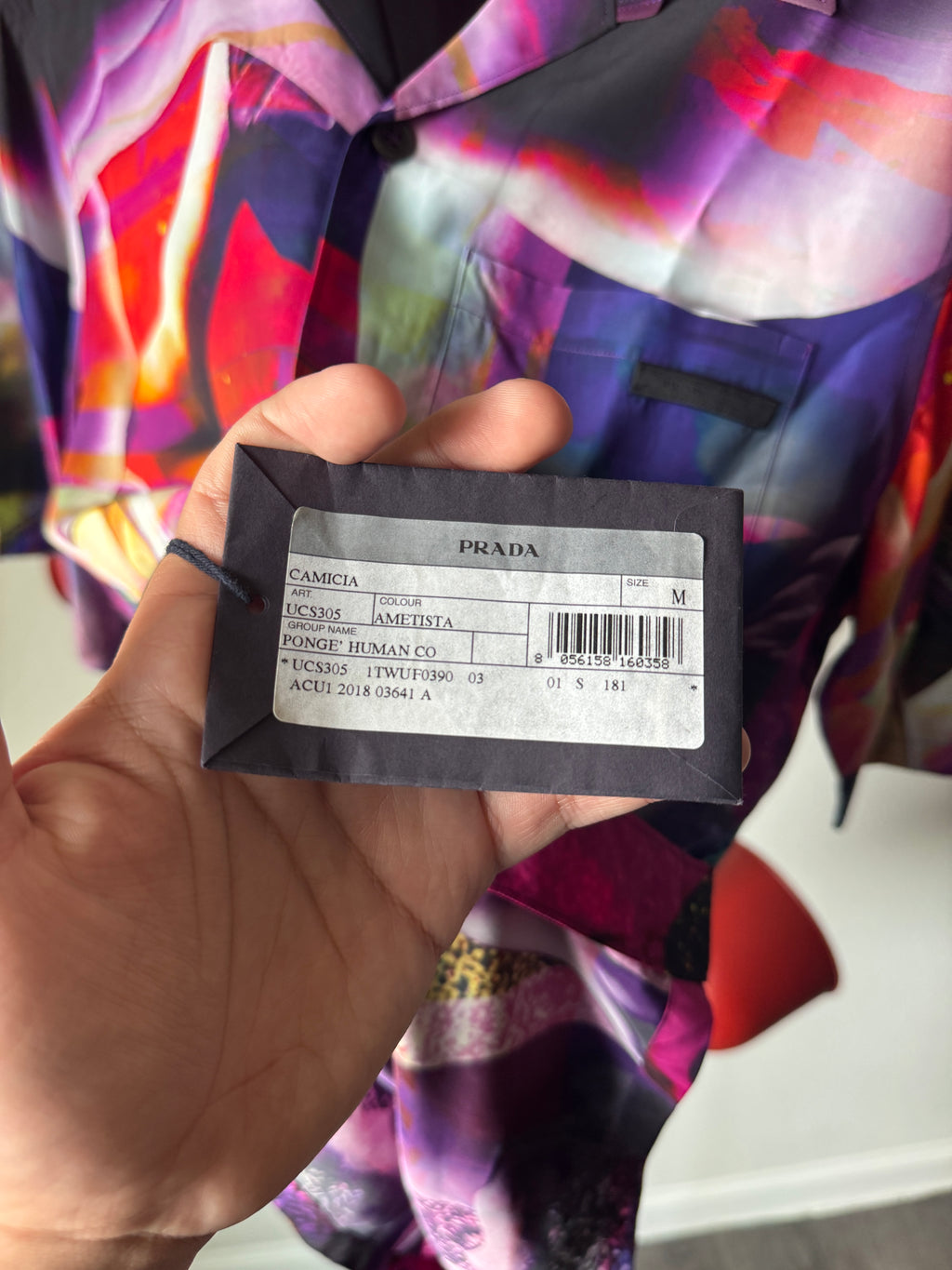 Prada SS/19 Silk Psychedelic Button Up Bowling Shirt M