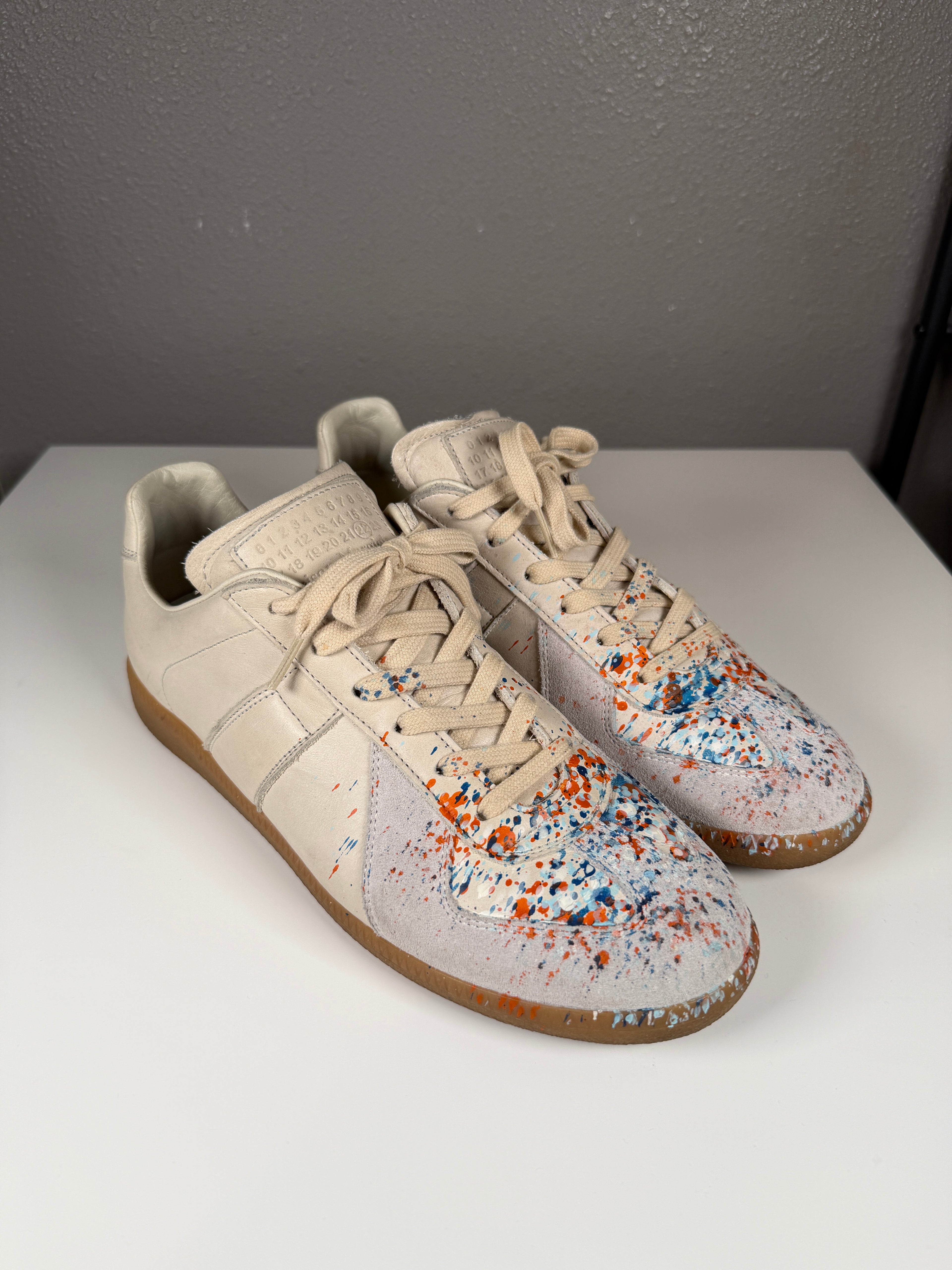 Maison Margiela Orange Blue Paint Splatter Gats 41.5/8.5