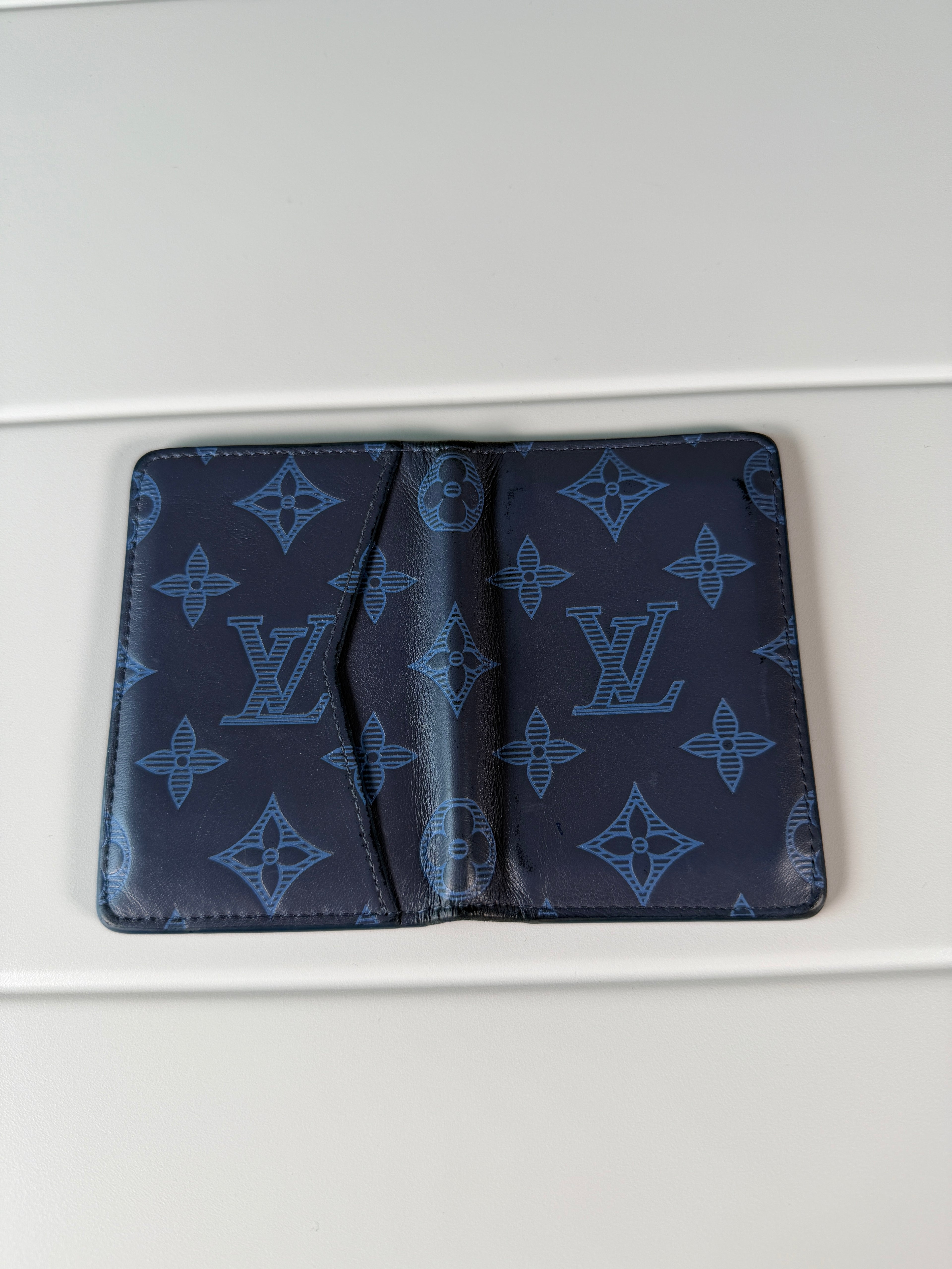 Louis Vuitton Blue Shadow Monogram Pocket Organizer Wallet