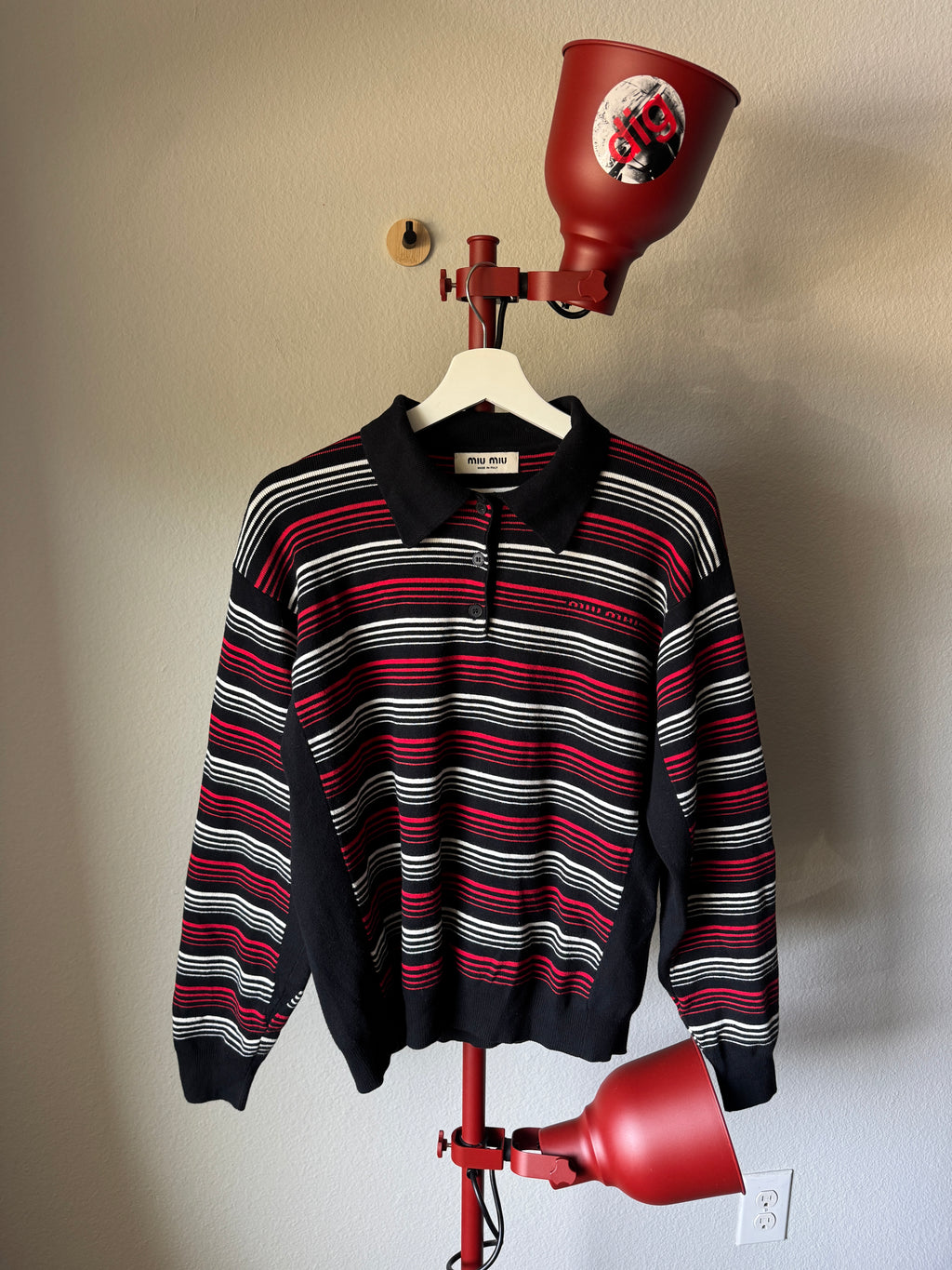 Miu Miu Striped L/S Polo Knit Shirt S