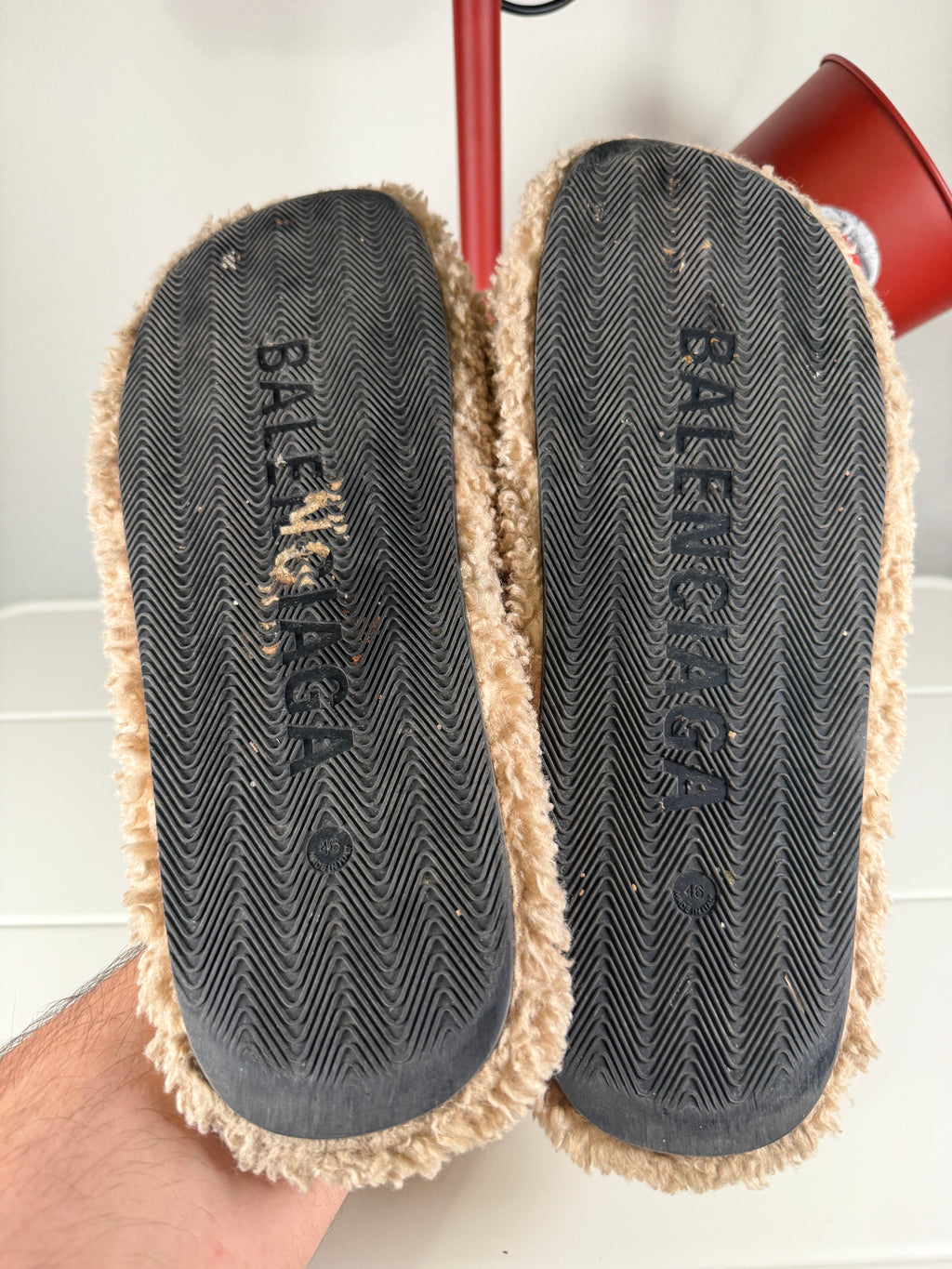 Balenciaga Campaign Beige Fur Slides 46/13