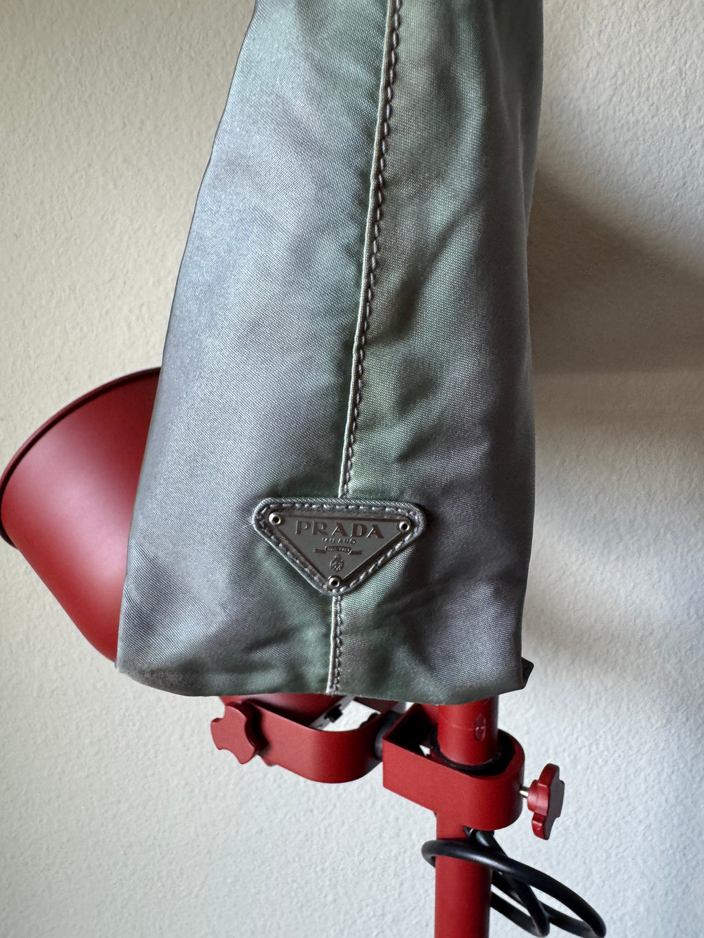 Prada Milano Argento Metal Handle Nylon Bag