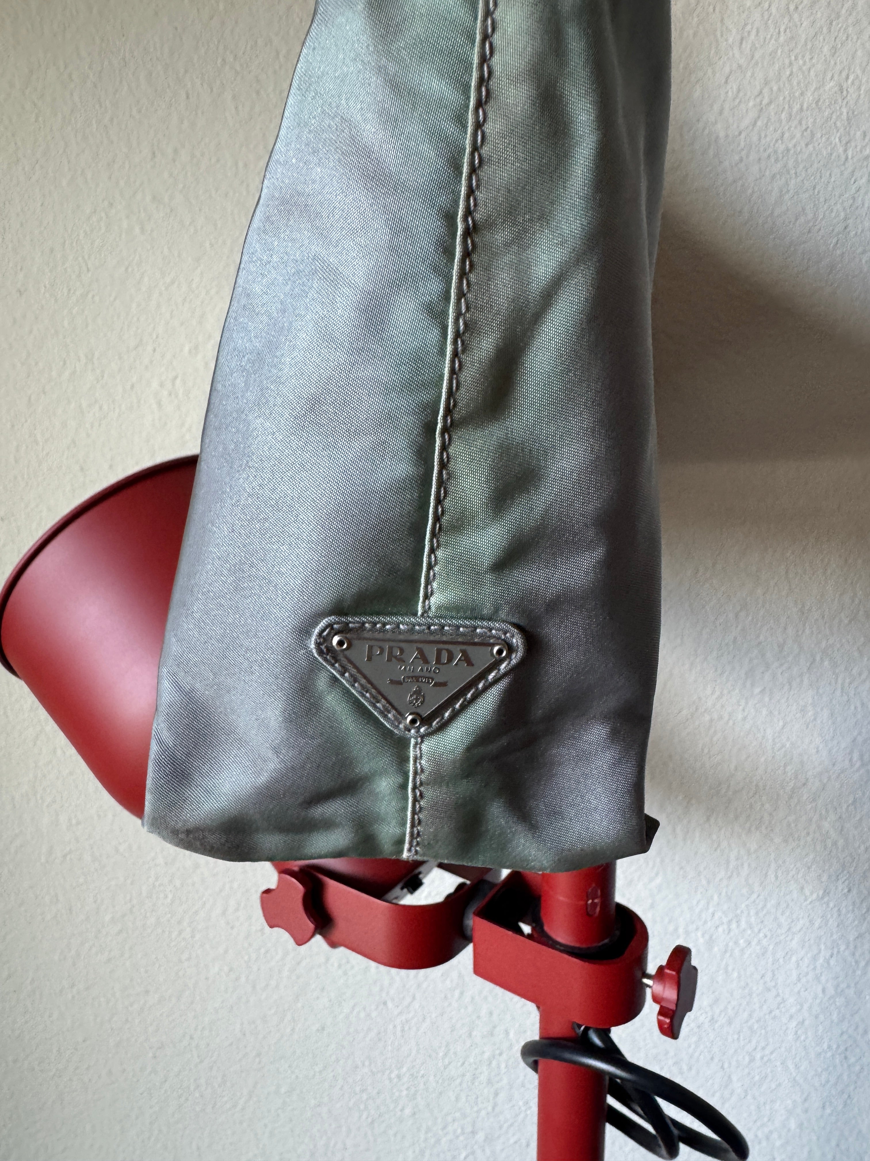Prada Milano Argento Metal Handle Nylon Bag
