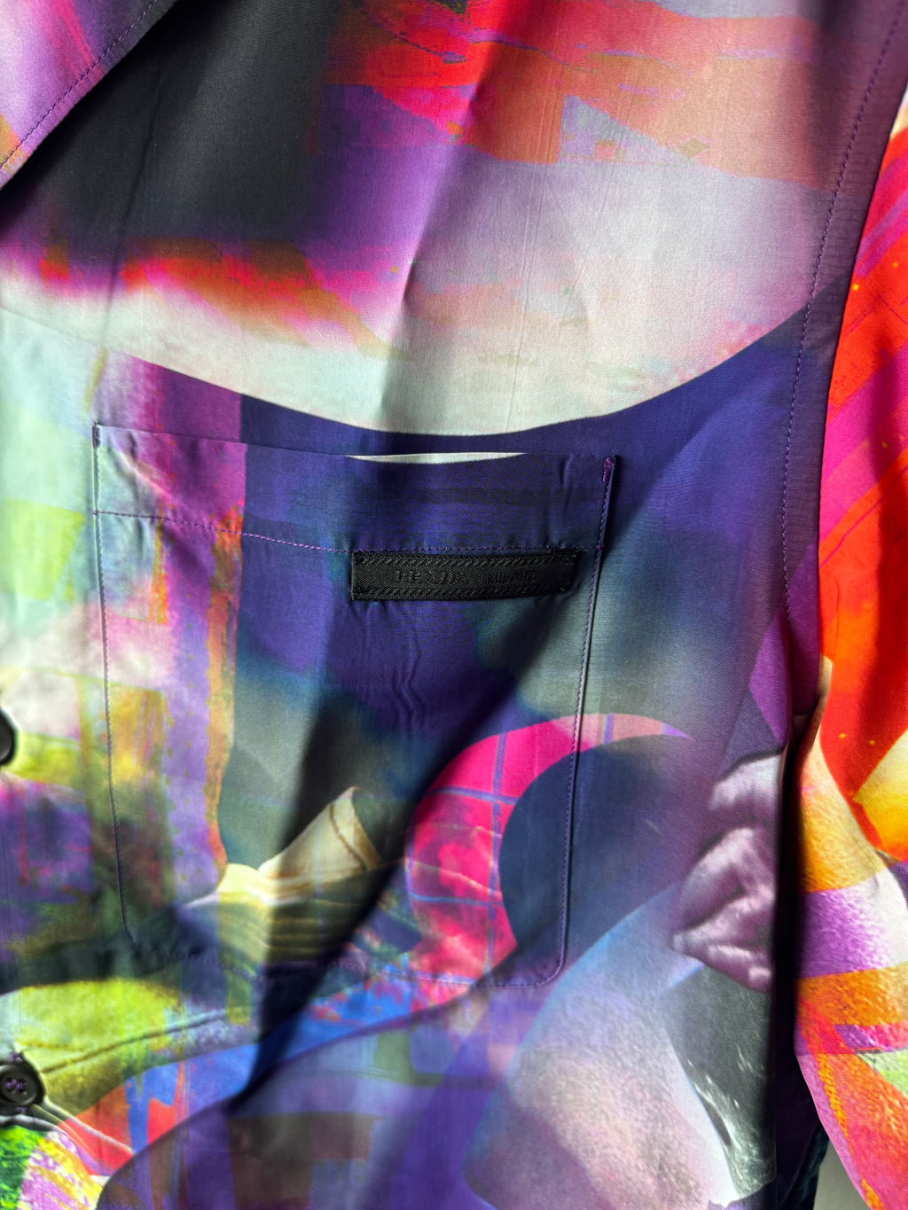 Prada SS/19 Silk Psychedelic Button Up Bowling Shirt M