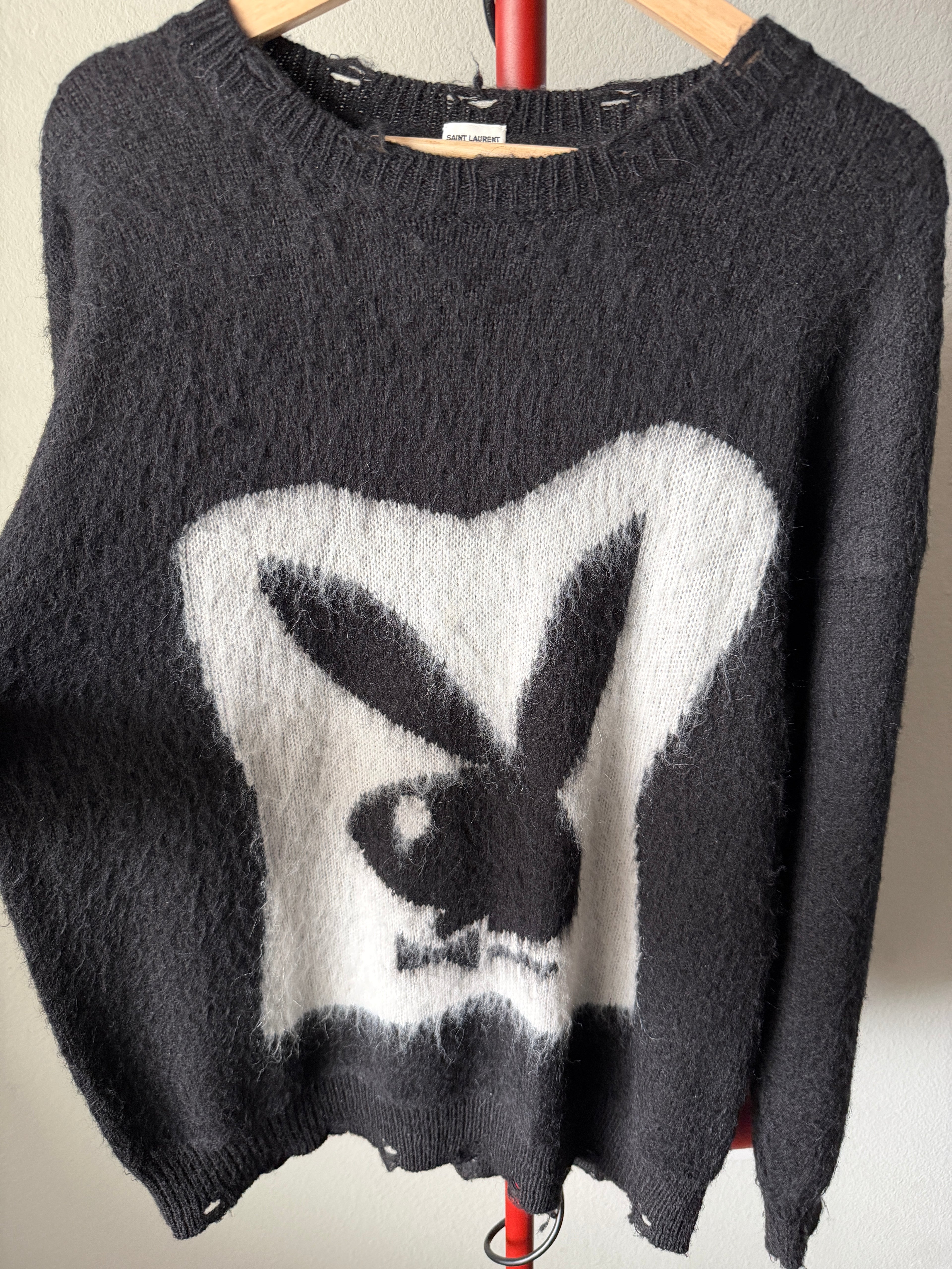 Saint Laurent Paris Playboy Mohair Distressed Sweater L