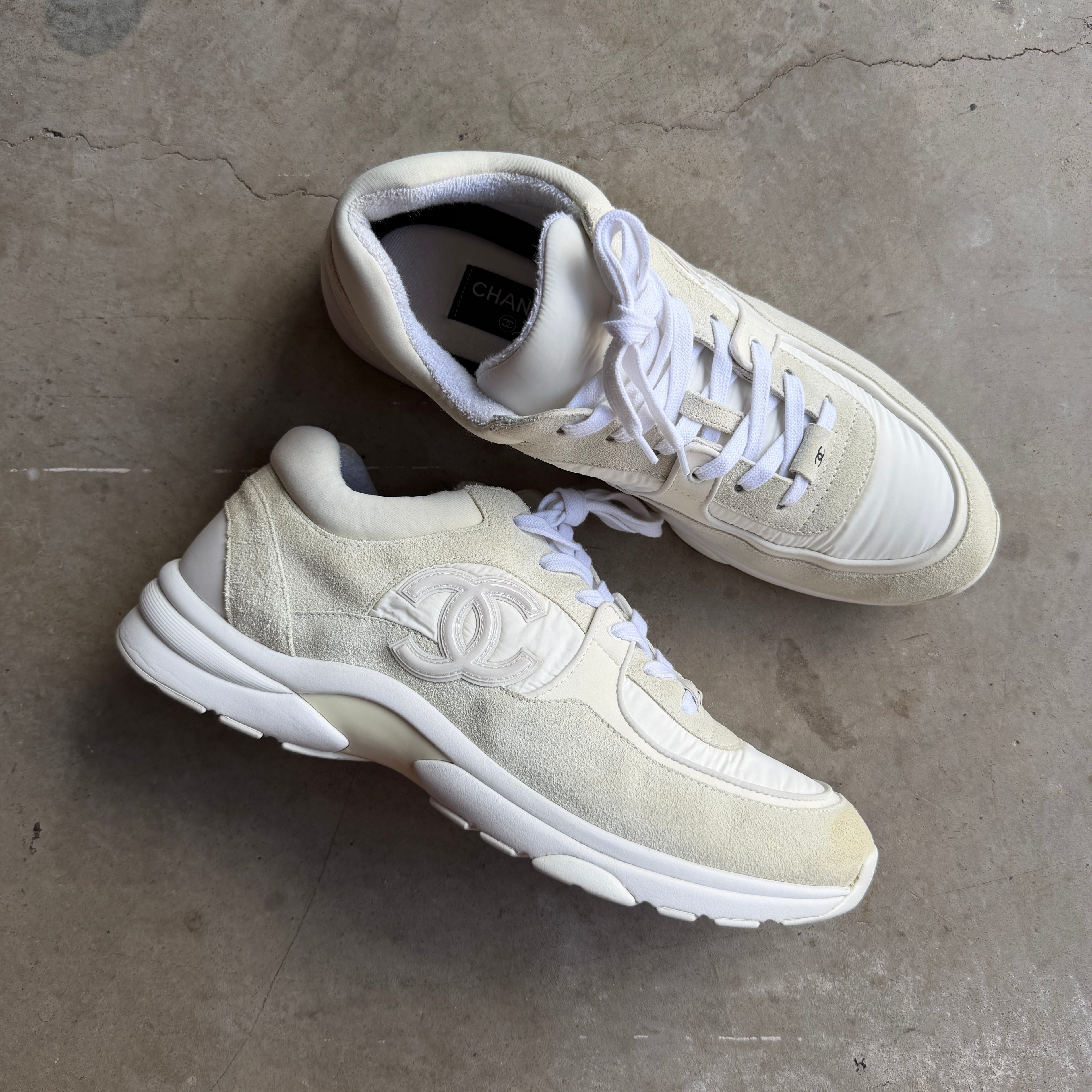 Chanel White Runners 45/12