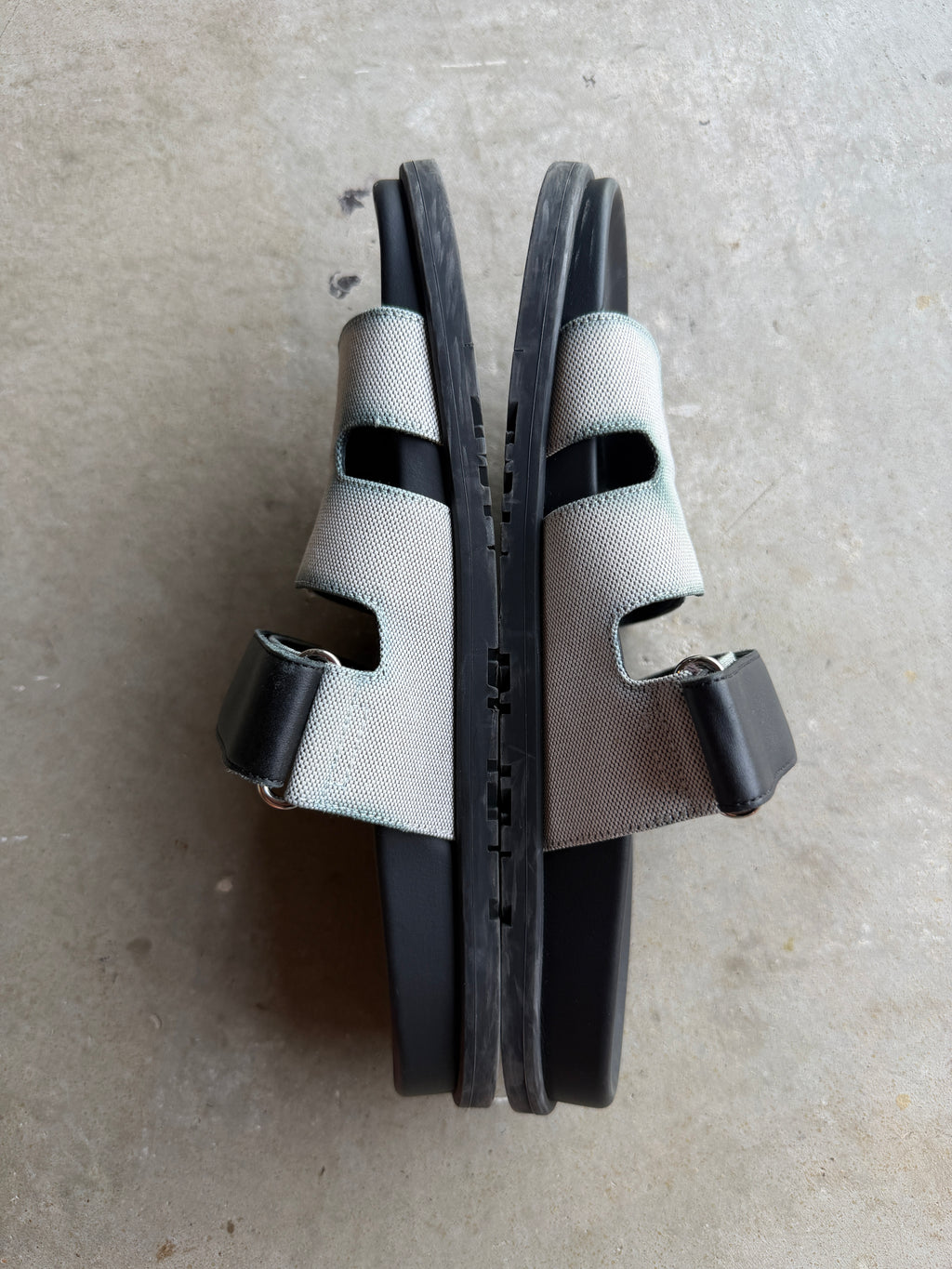 Hermes Canvas Leather Chypre Sandals 42/9