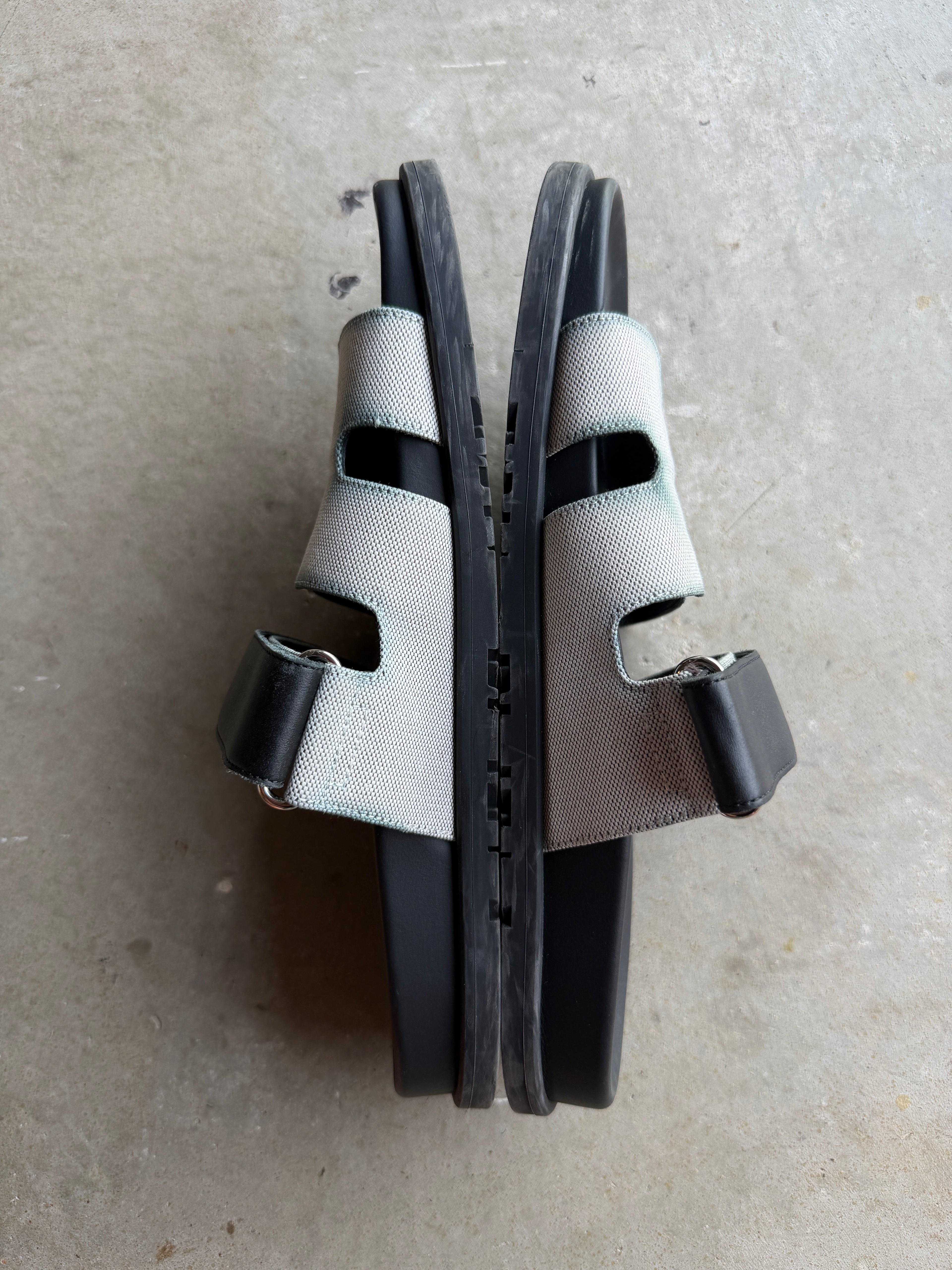 Hermes Canvas Leather Chypre Sandals 42/9