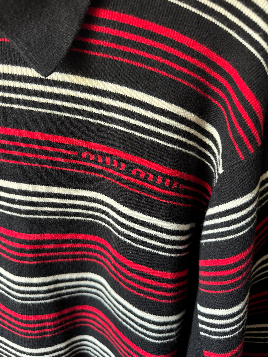 Miu Miu Striped L/S Polo Knit Shirt S