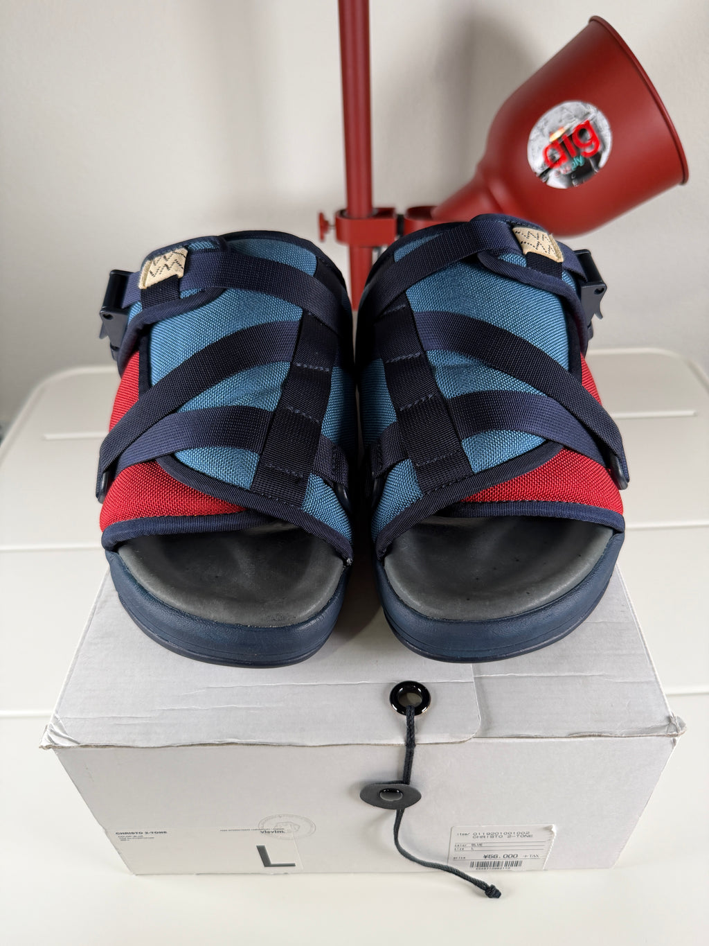 Visvim Christo Two-Tone Blue/Red Sandals L