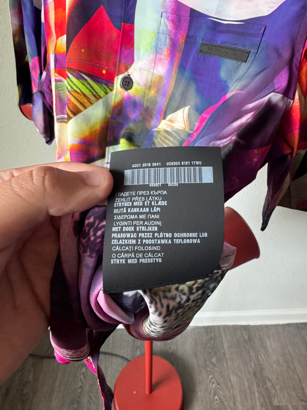 Prada SS/19 Silk Psychedelic Button Up Bowling Shirt M