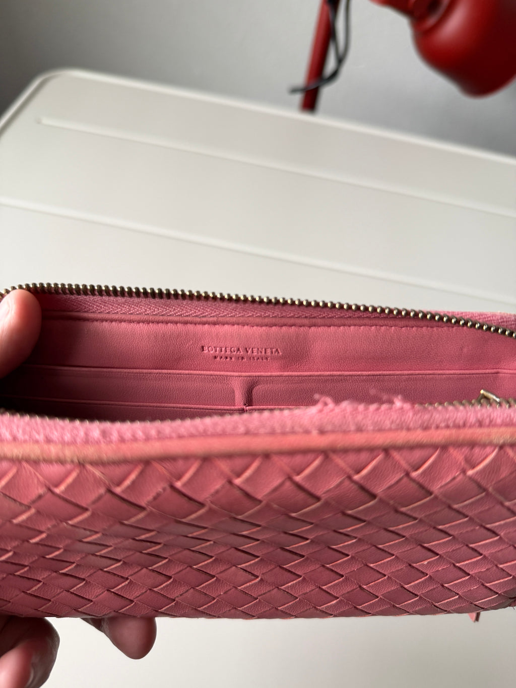 Bottega Veneta Pink Intreciatto Leather Wallet