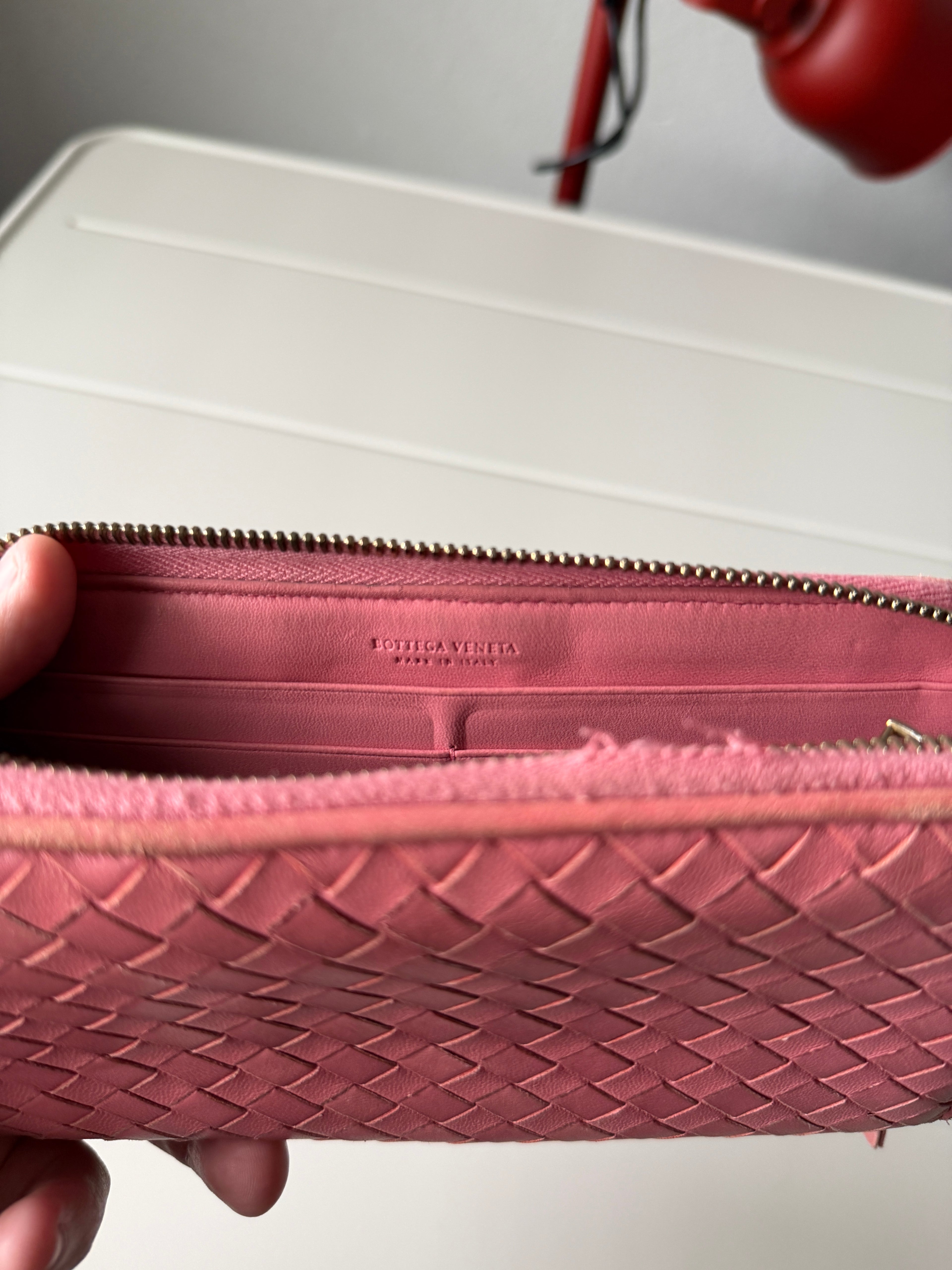 Bottega Veneta Pink Intreciatto Leather Wallet