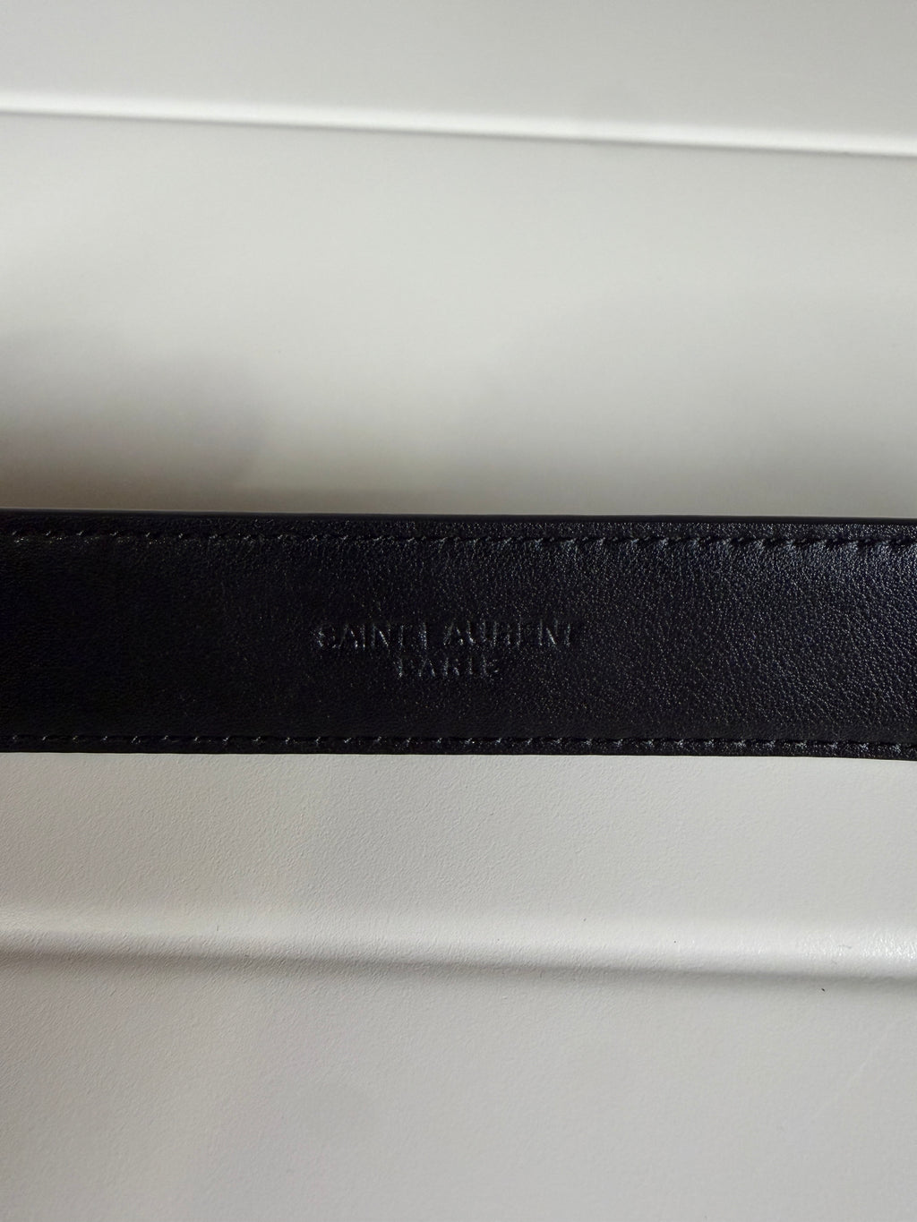 Saint Laurent Mini YSL Black Leather Belt