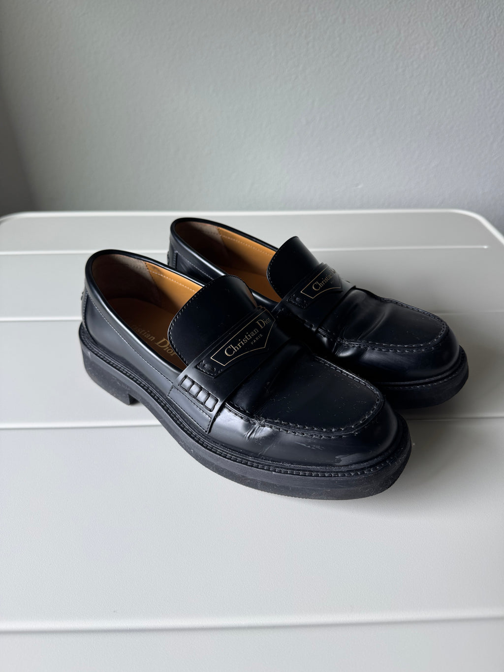 Dior Women’s Platform Black Leather Loafers 38/8